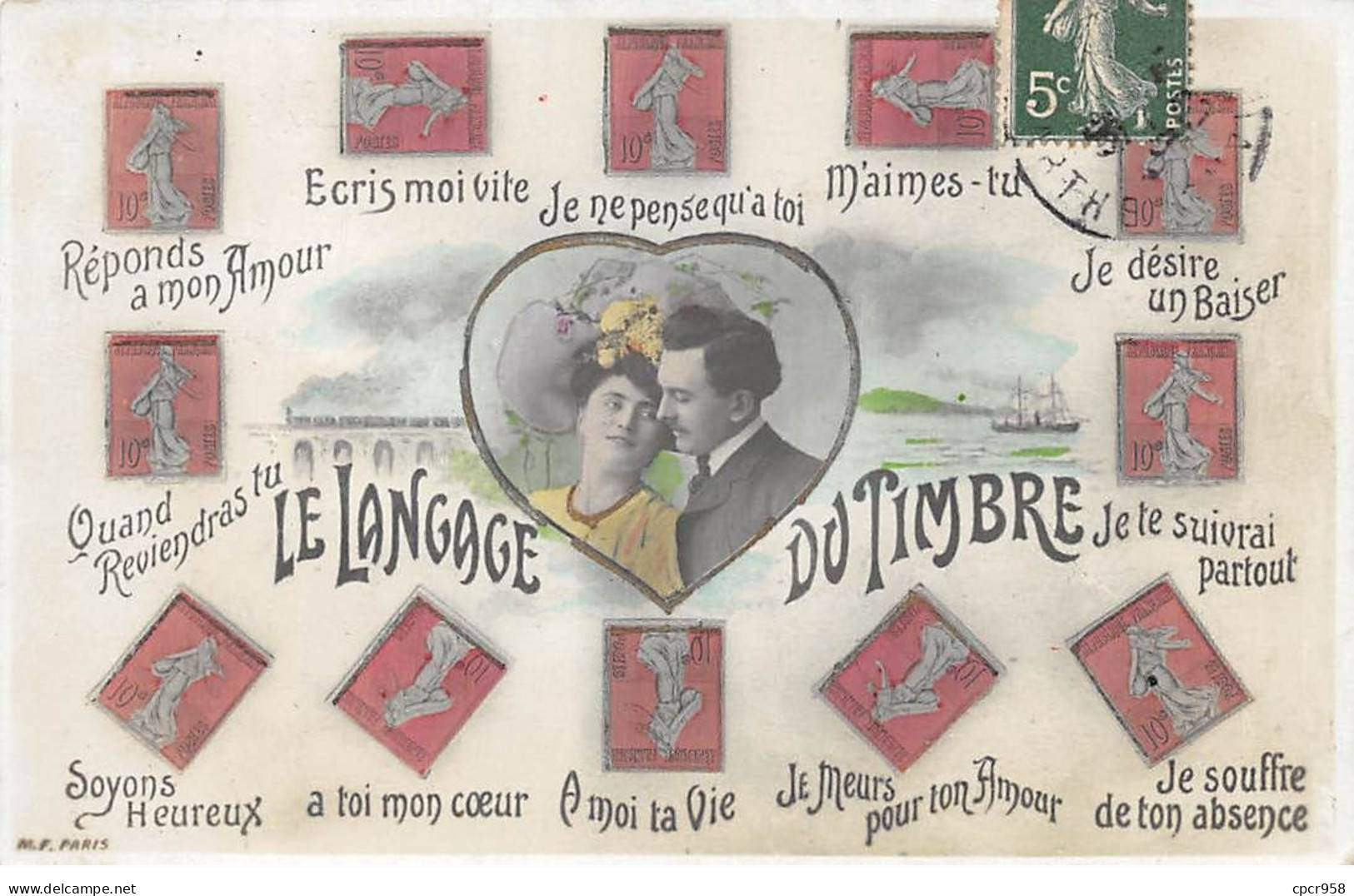 Représentations Timbres - N°87844 - Le Langage Du Timbre - Réponds à Mon Amour - Couple - Sellos (representaciones)