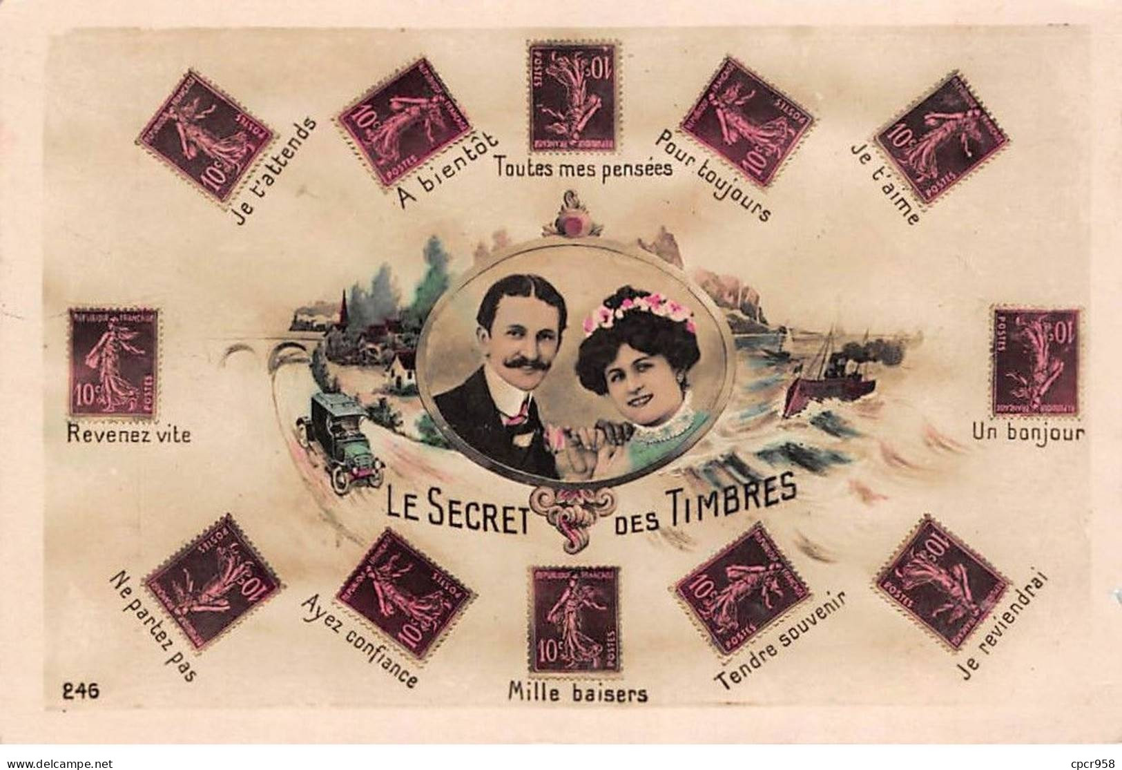 Représentations Timbres - N°87842 - Le Secret Des Timbres - Je T'attends, A Bientôt ... - Couple - Sellos (representaciones)