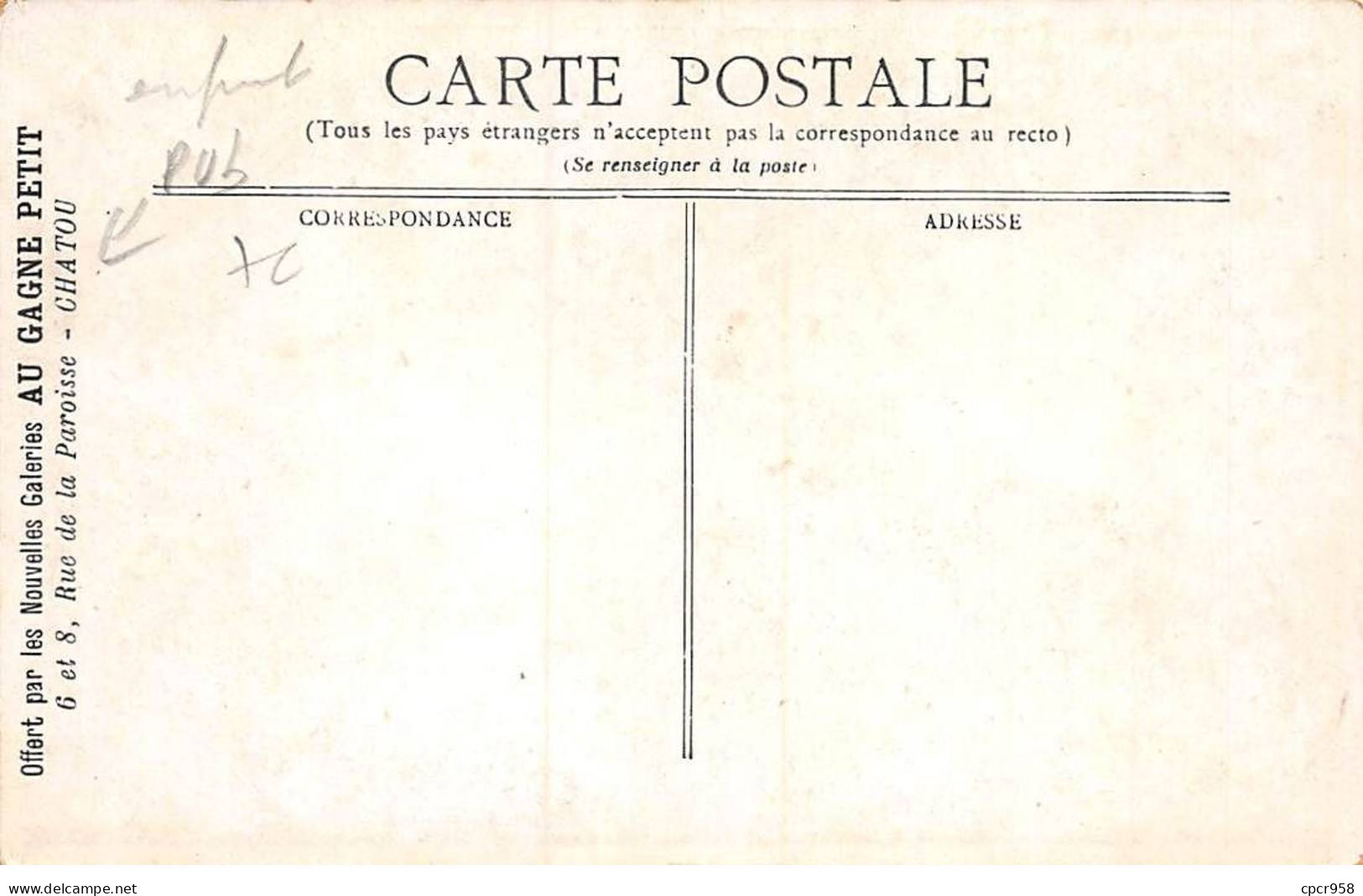 Enfants - N°87403 - Nos Gentils Poupons - Oies - Offert Par Les Nouvelles Galeries "Au Gagne Petit" - Carte Publicitaire - Cartoline Umoristiche