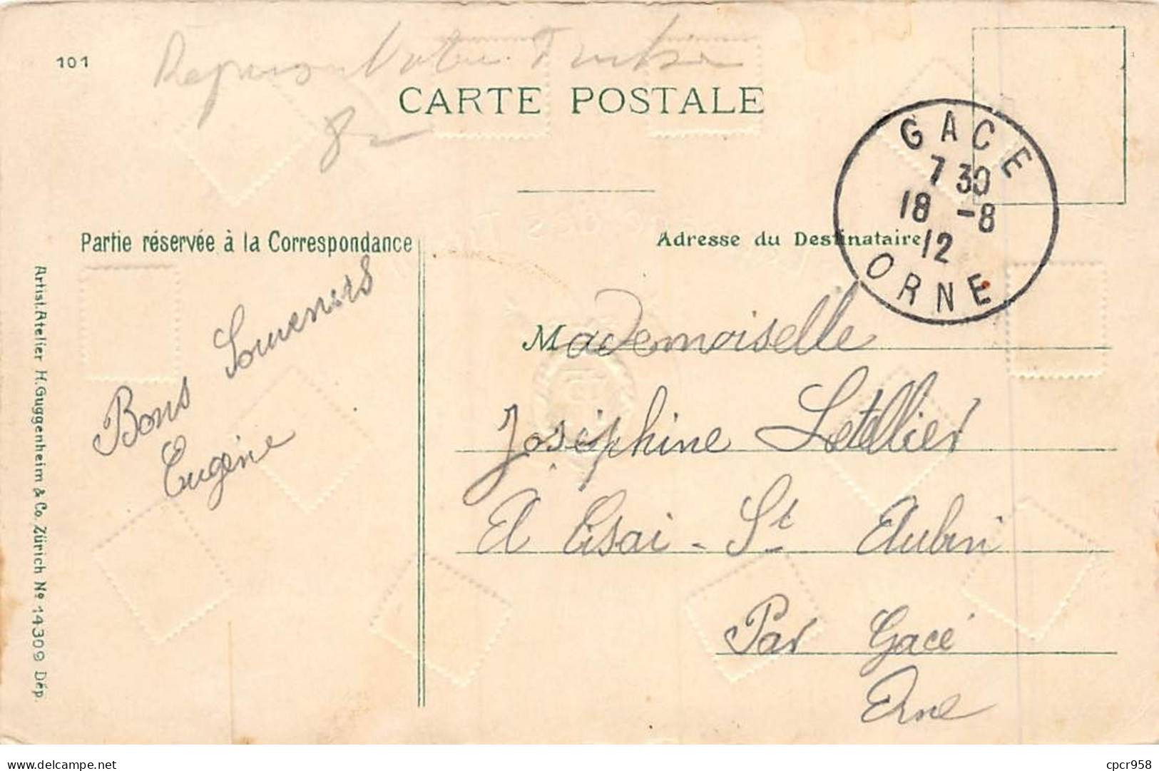 Représentations Timbres - N°87839 - Le Langage Des Timbres - Je Vous Attendrai, Je Pense à Vous ... R.F. - Carte Gaufrée - Timbres (représentations)