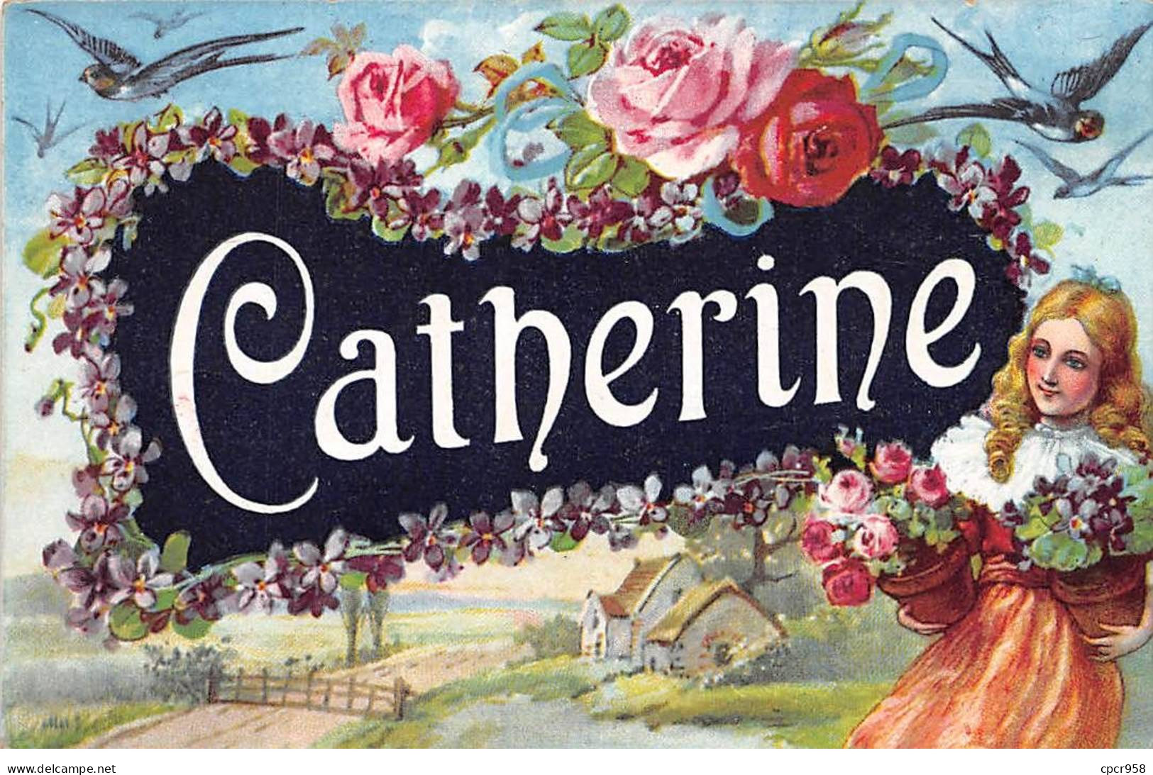 Prénoms - N°87873 - Catherine - Jeune Fille Portant Des Pots De Fleurs - Prénoms