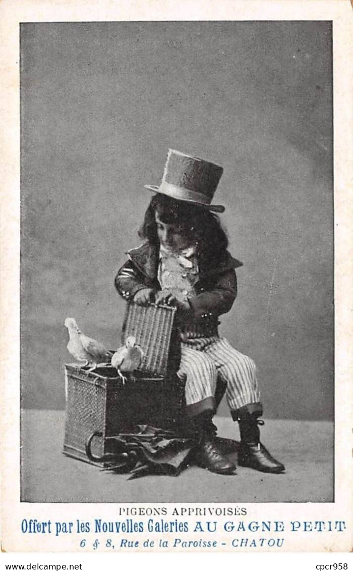 Enfants - N°87398 - Pigeons Apprivoises - Offert Par Les Nouvelles Galeries "Au Gagne Petit" - Carte Publicitaire - Tarjetas Humorísticas