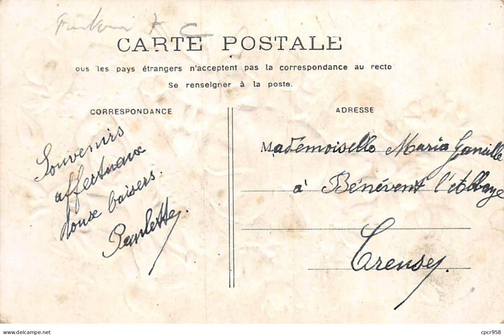 Fantaisie - N°87303 - L'amitié Vous Les Offre - Fleurs, Et Ancre En Myosotis - Carte Gaufrée - Andere & Zonder Classificatie