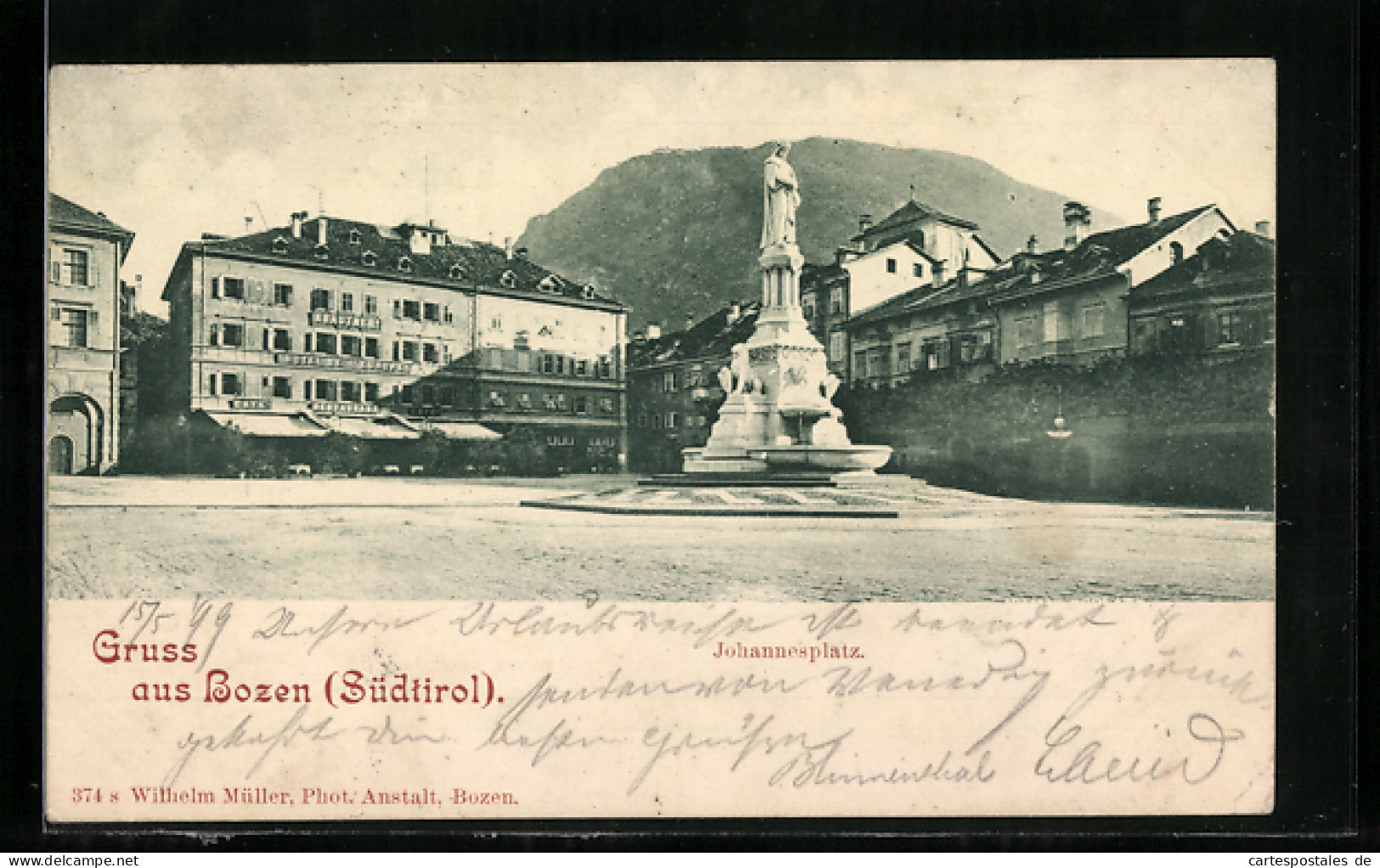Cartolina Bozen /Südtirol, Johannesplatz Mit Denkmal  - Bolzano (Bozen)
