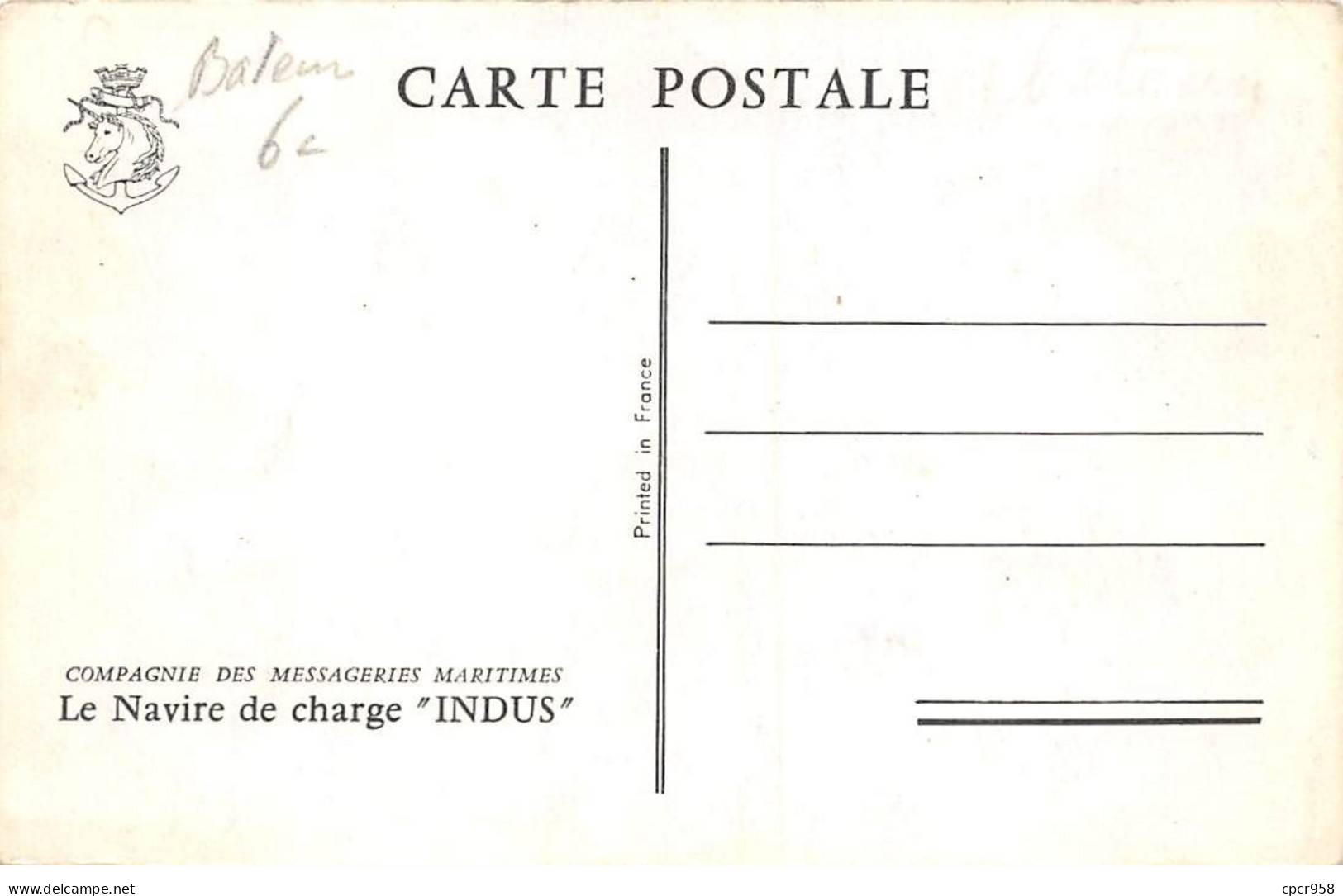 Bateaux - N°89109 - Compagnie Des Messageries Maritimes - Le Navire De Charge Indus - Handel