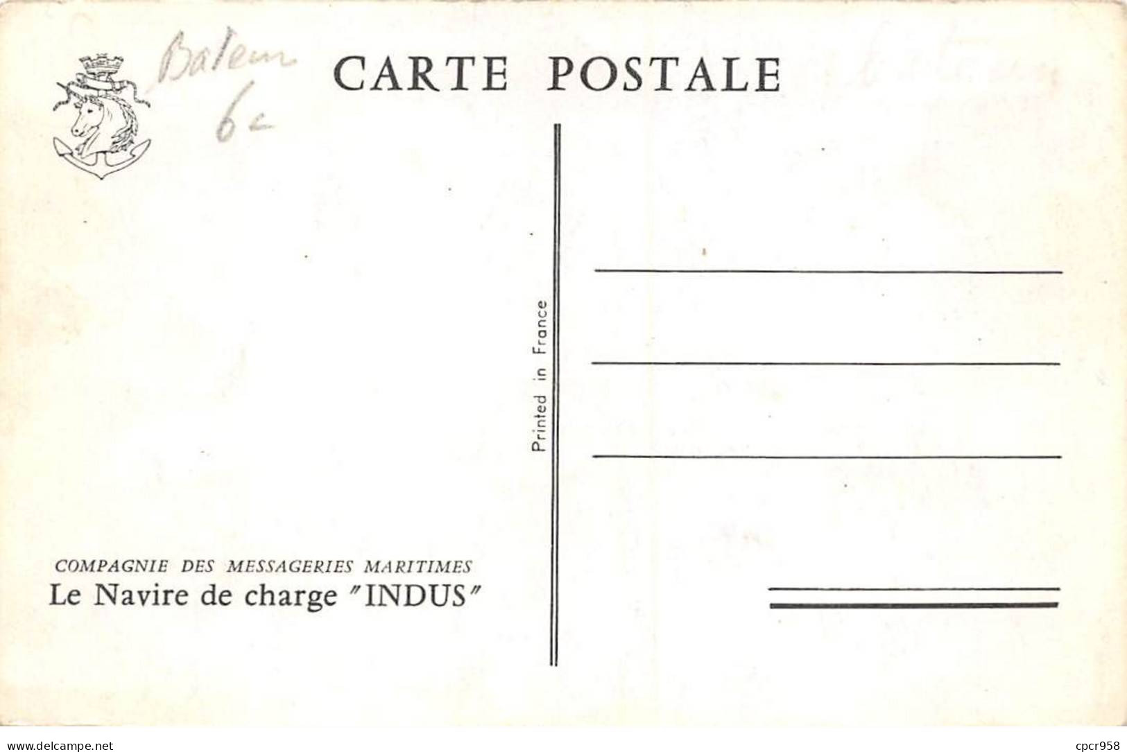 Bateaux - N°89109 - Compagnie Des Messageries Maritimes - Le Navire De Charge Indus - Koopvaardij