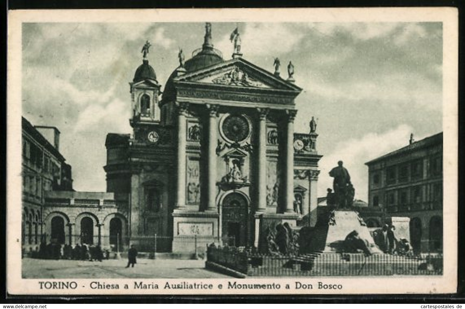 Cartolina Torino, Chiesa A Maria Ausiliatrice E Monumento A Don Bosco  - Sonstige & Ohne Zuordnung