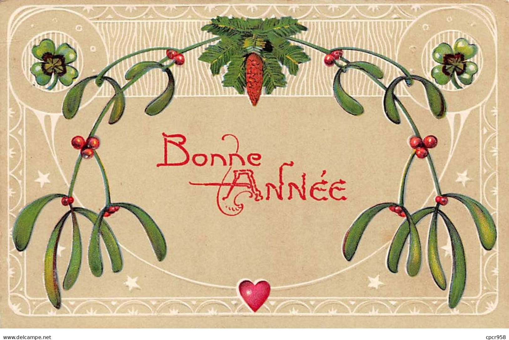 Nouvel An - N°87476 - Bonne Année - Branche De Houx - Carte Gaufrée - New Year