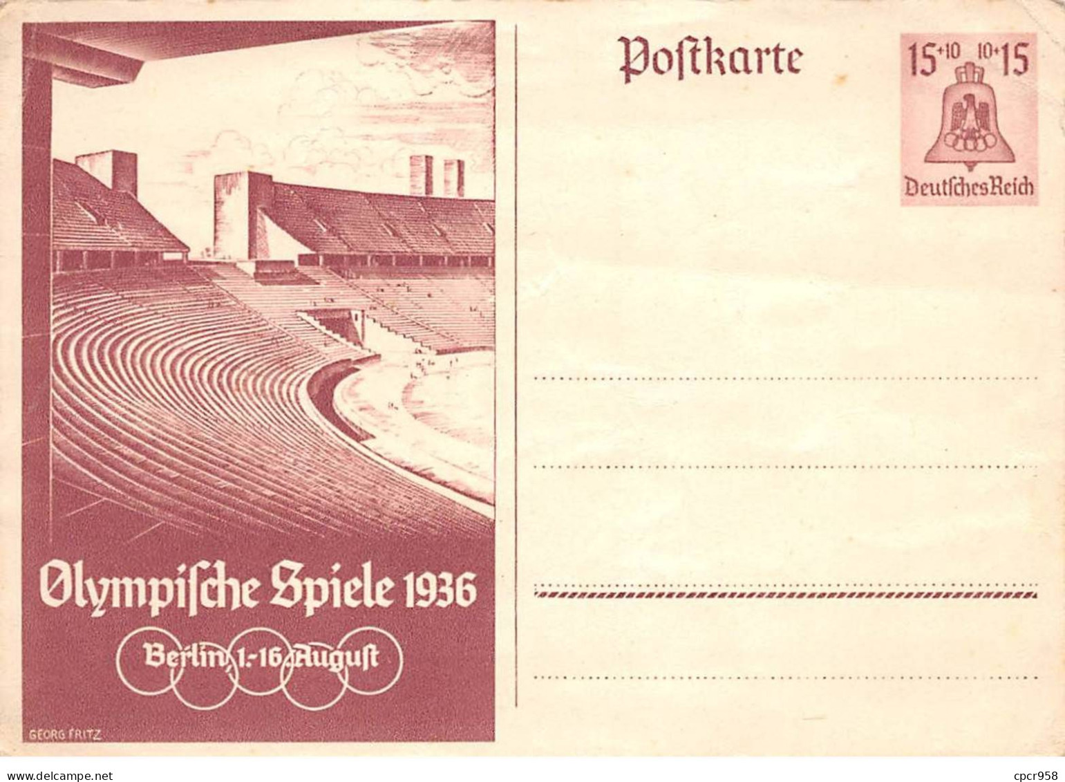 Sports - N°87972 - Jeux Olympiques - Olympifche Spiele 1936 - Stade - Carte Pliée Vendue En L'état - Olympic Games