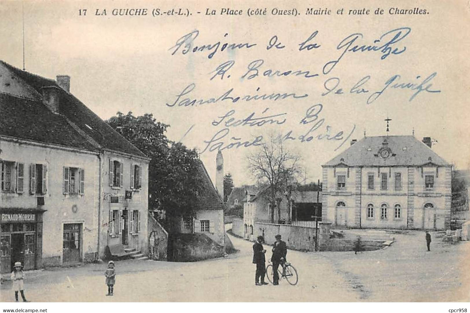 71 - LA GUICHE - SAN67170 - La Place - Côté Ouest - Mairie Et Route De Charolles - Autres & Non Classés