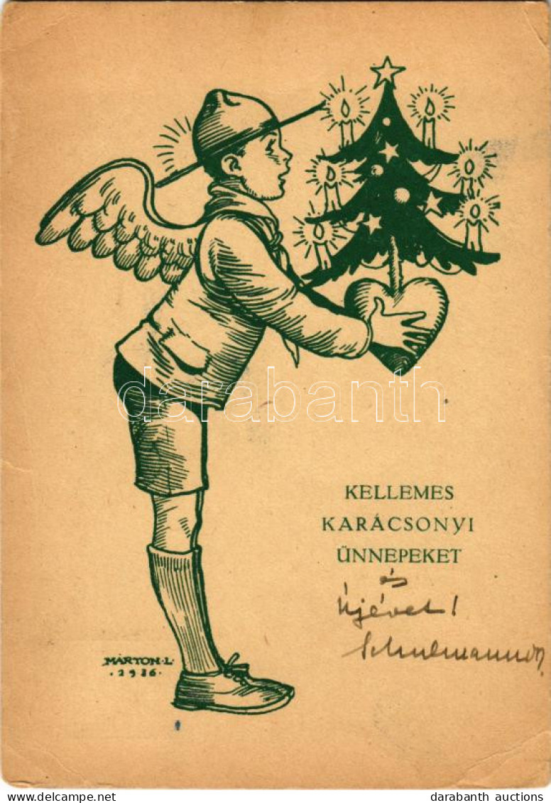 * T3 Kellemes Karácsonyi Ünnepeket! Cserkész Karácsonyi üdvözlet / Hungarian Scout Christmas Greeting S: Márton L. (fa) - Non Classés