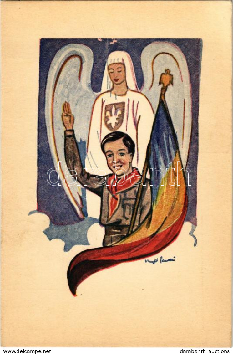 ** T2 Centuria XIV De Pe Langa Liceul Principele Carol Cohorta Galben. CR 17897 C / Romanian Boy Scout Art Postcard, Rom - Unclassified