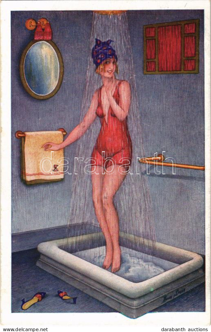 ** T2 Cabinet De Toilette. Fantaisies Trichromes. Paris, A. Noyer Serie No. 148. / French Gently Erotic Lady Art Postcar - Non Classés