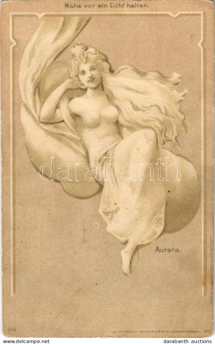 ** T2/T3 Aurora. Nahe Vor Ein Licht Halten / Art Nouveau Erotic Nude Lady Art Postcard. Kosmos Kunstanstalt 204. Hold To - Zonder Classificatie