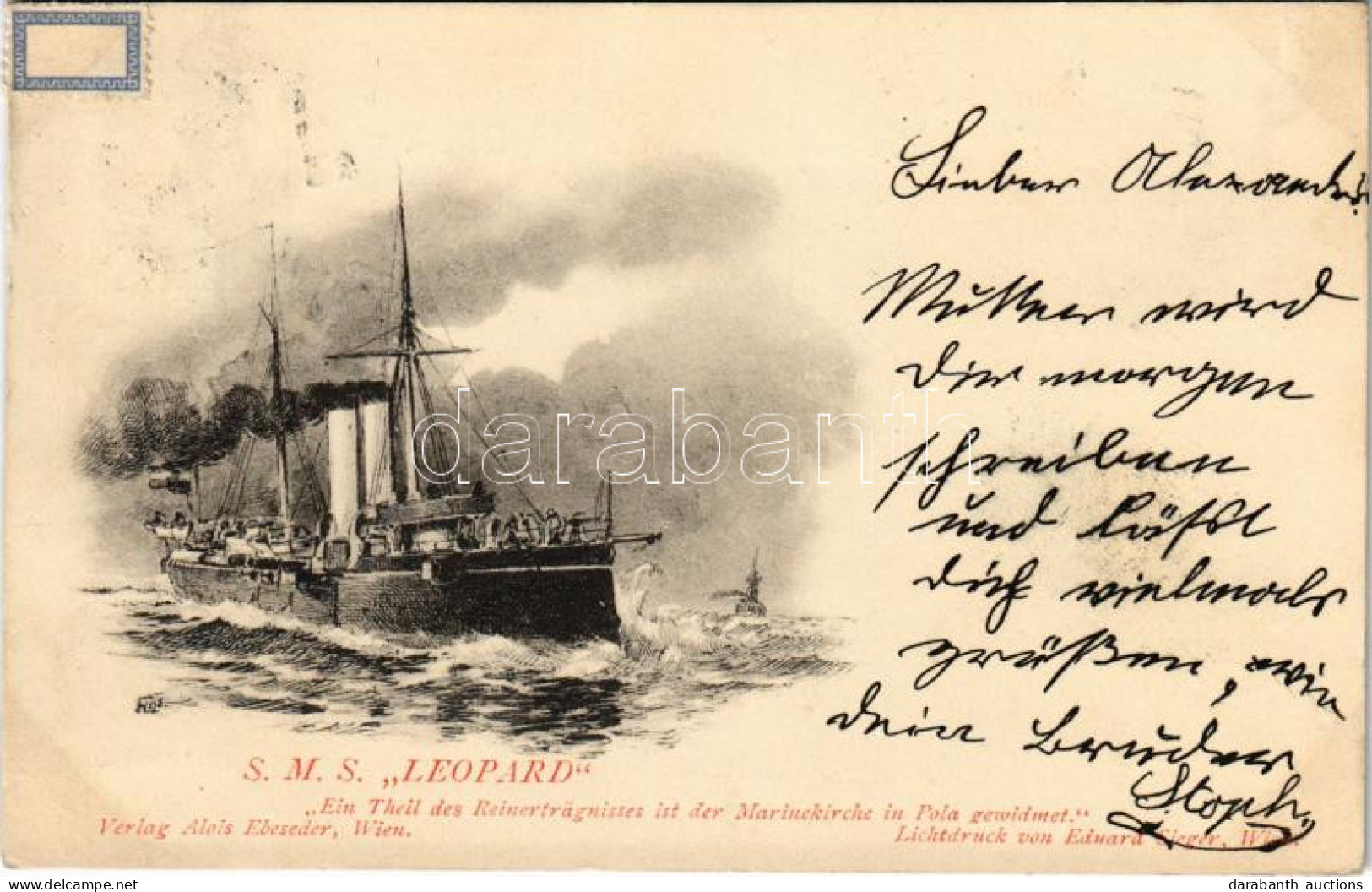 T2/T3 1898 (Vorläufer) SMS Leopard, K.u.k. Kriegsmarine. Ein Theil Des Reinerträgnisses Ist Der Marinerkirche In Pola Ge - Ohne Zuordnung