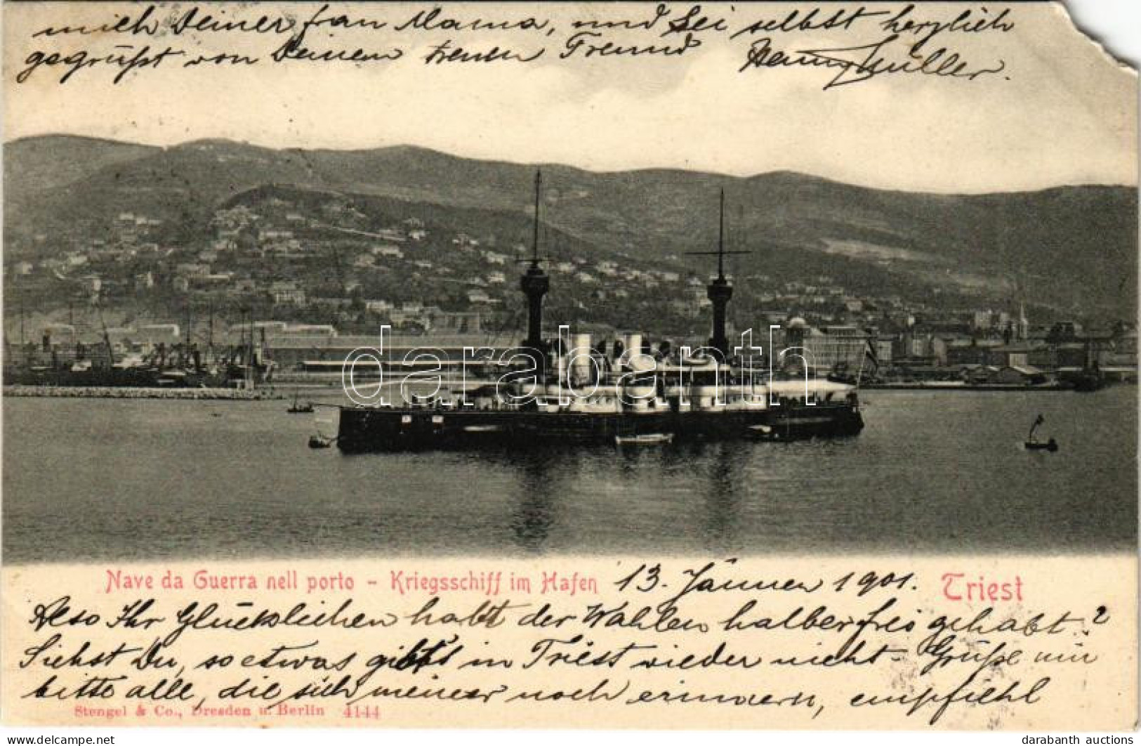 T3/T4 1901 Trieste, Nave Da Guerra Nell Porto / SMS Kaiserin Und Königin Maria Theresia Osztrák-magyar Haditengerészet P - Sin Clasificación