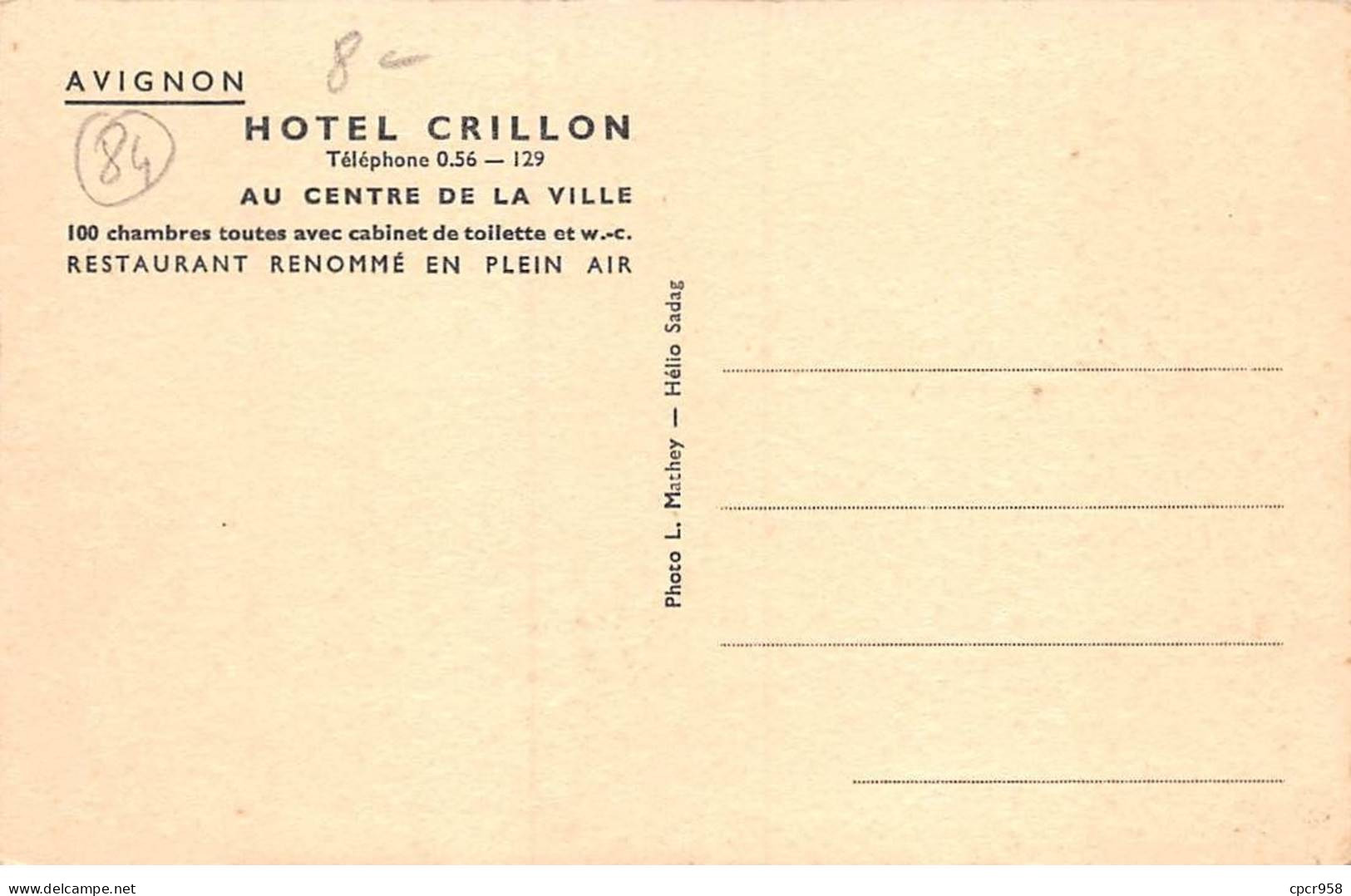 84 - AVIGNON - SAN67491 - Hôtel Crillon - Au Centre De La Ville - Avignon