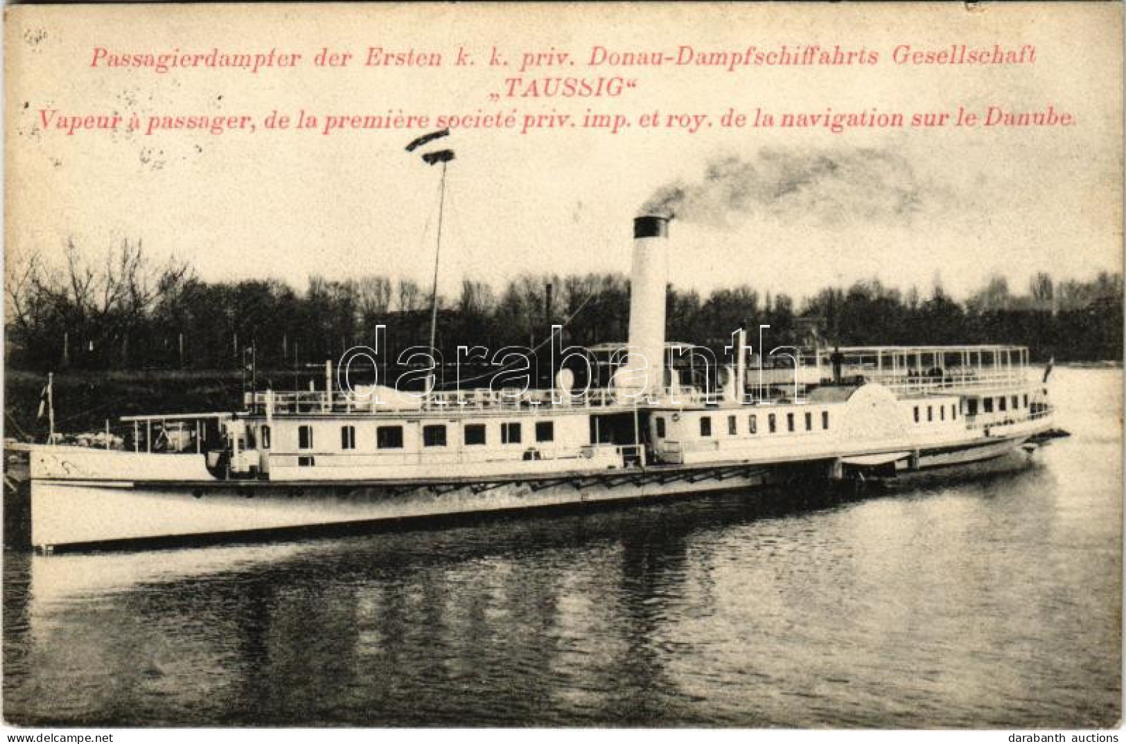 T2/T3 1909 Passagierdampfer Der Ersten K. K. Priv. Donau-Dampfschiffahrts Gesellschaft "Taussig" / DGT Oldalkerekes Szem - Non Classés