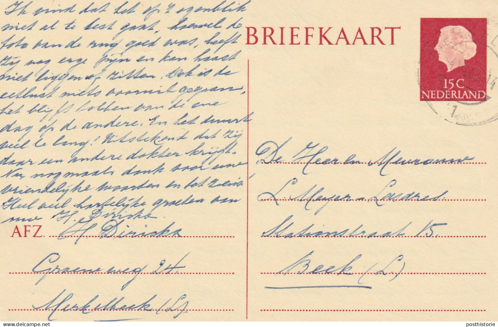 20 verschillende gebruikte briefkaarten 1948 / 1980