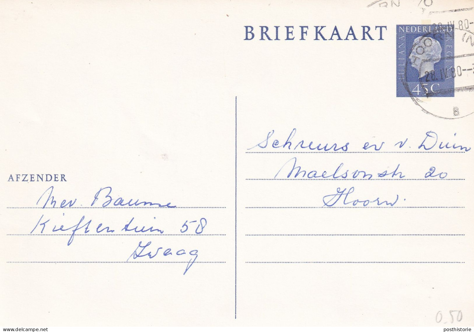 20 verschillende gebruikte briefkaarten 1948 / 1980