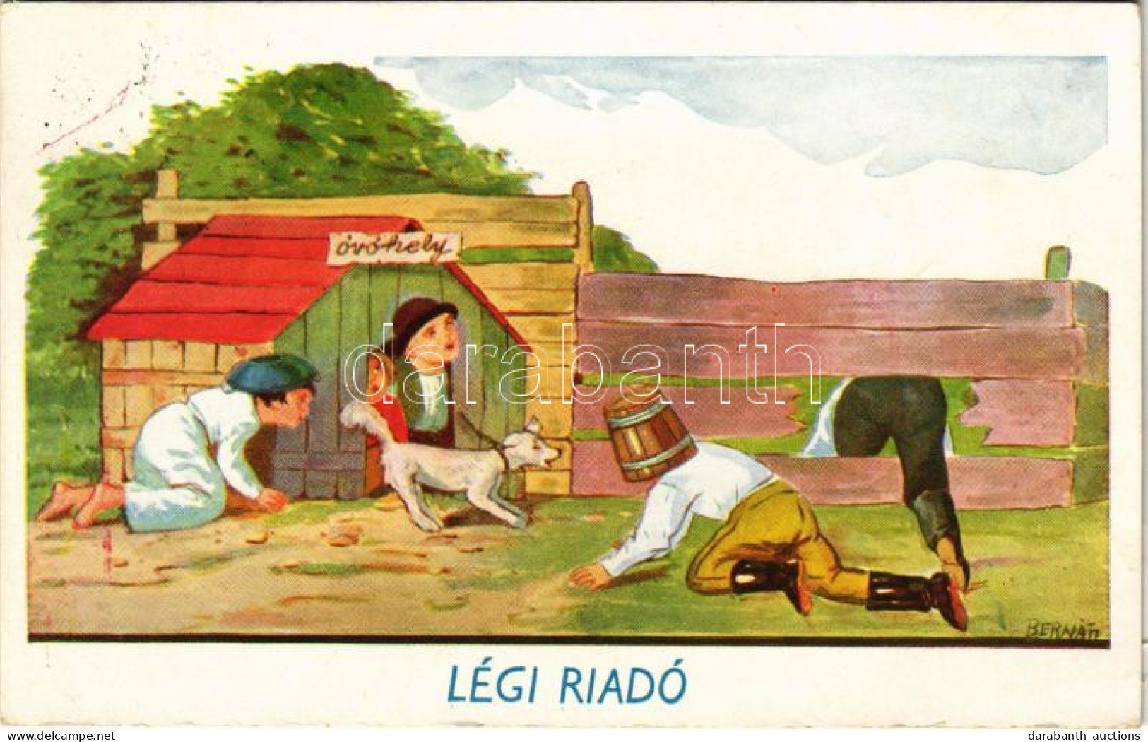 T2 1940 Légi Riadó, óvóhely. Humoros Gyerek Képeslap S: Bernáth - Non Classés