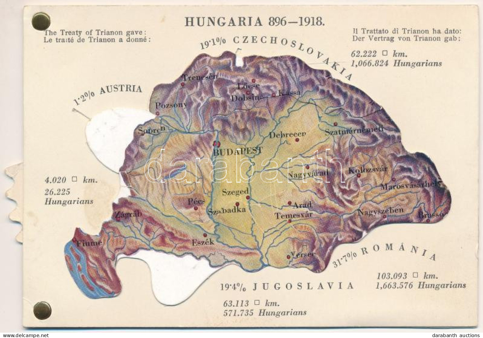 ** T3 Hungaria 896-1918 - Mechanikus Térképes Irredenta Lap / Map Of Hungary, Irredenta Mechanical Postcard. Published B - Sin Clasificación