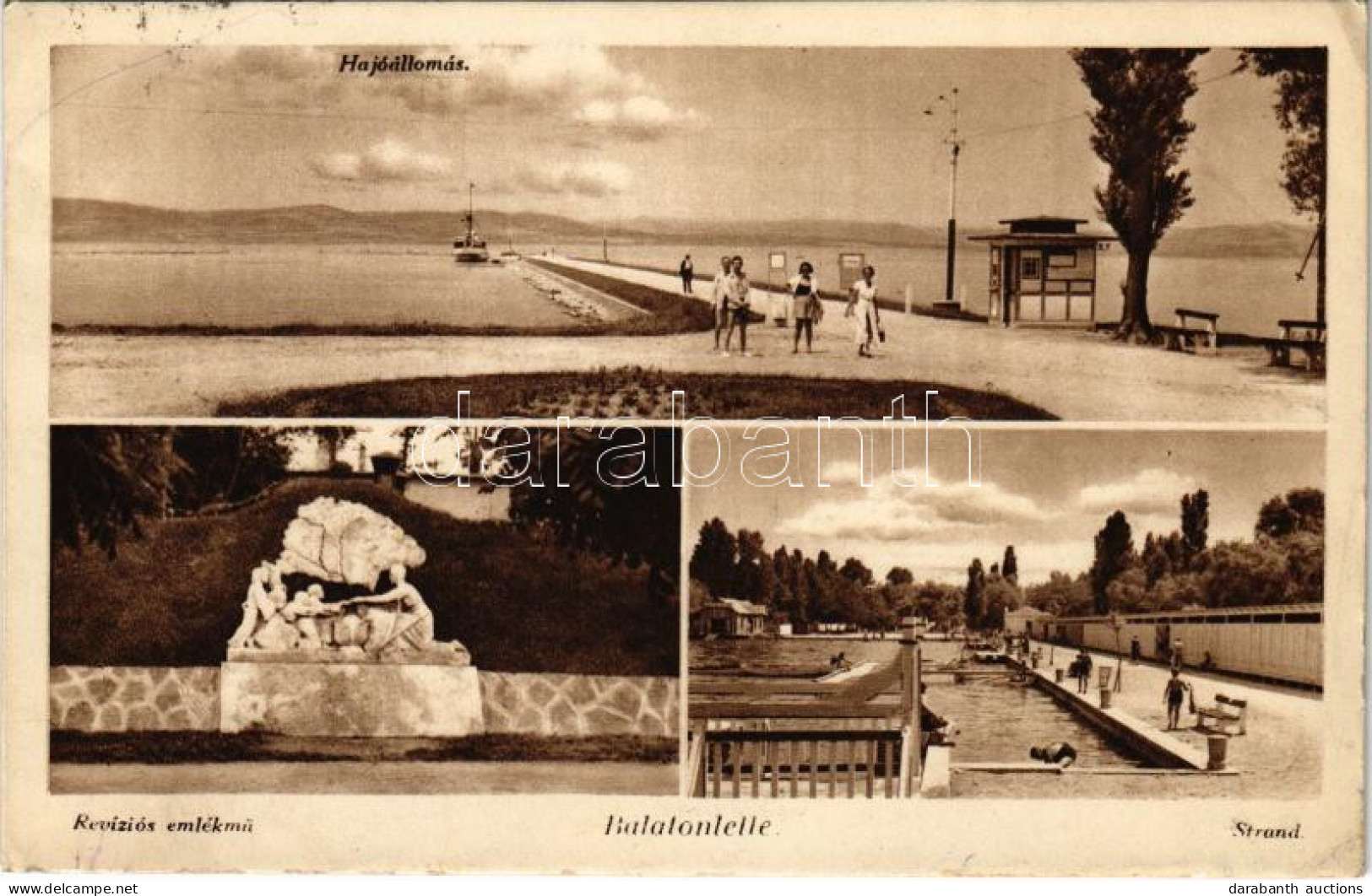 T2/T3 1940 Balatonlelle, Hajóállomás, Strand, Revíziós Irredenta Emlékmű (EK) - Non Classés