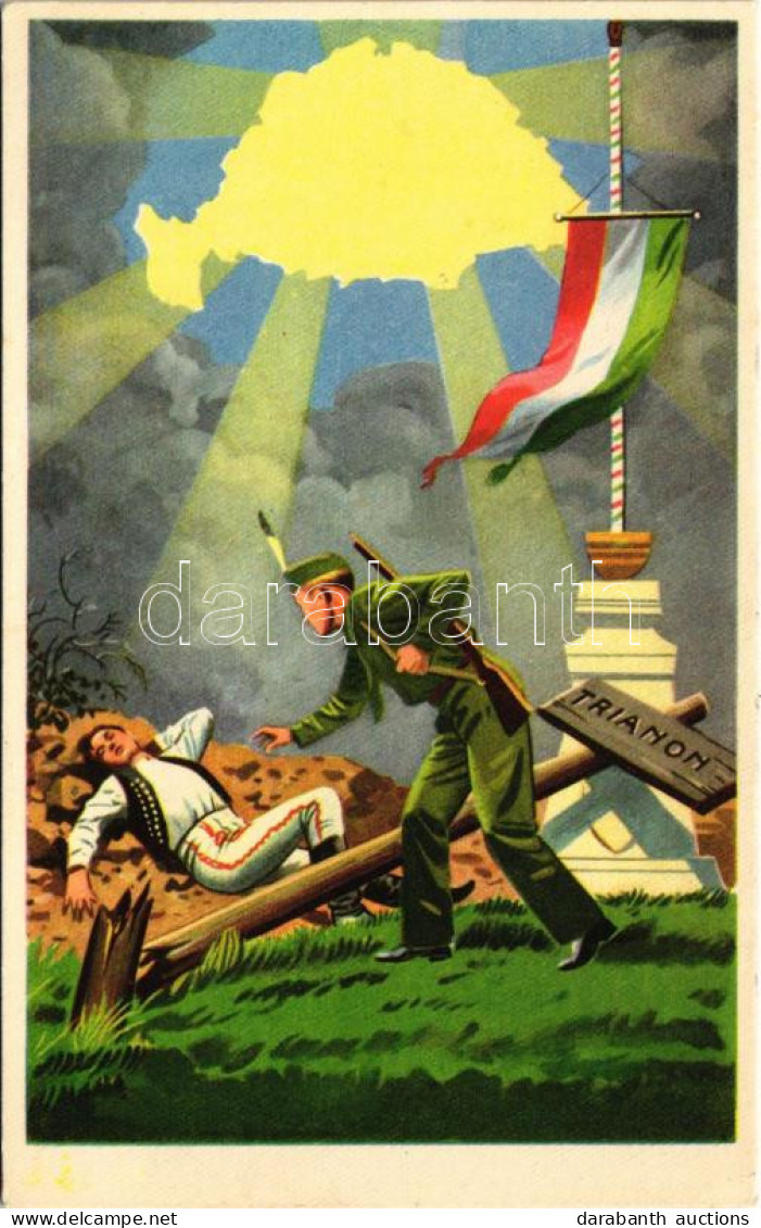 ** T2 Ébreszt A Magyar Jövő. Kiadja Az Ereklyés Országzászló Nagybizottsága / Hungarian Irredenta Propaganda Art Postcar - Non Classés