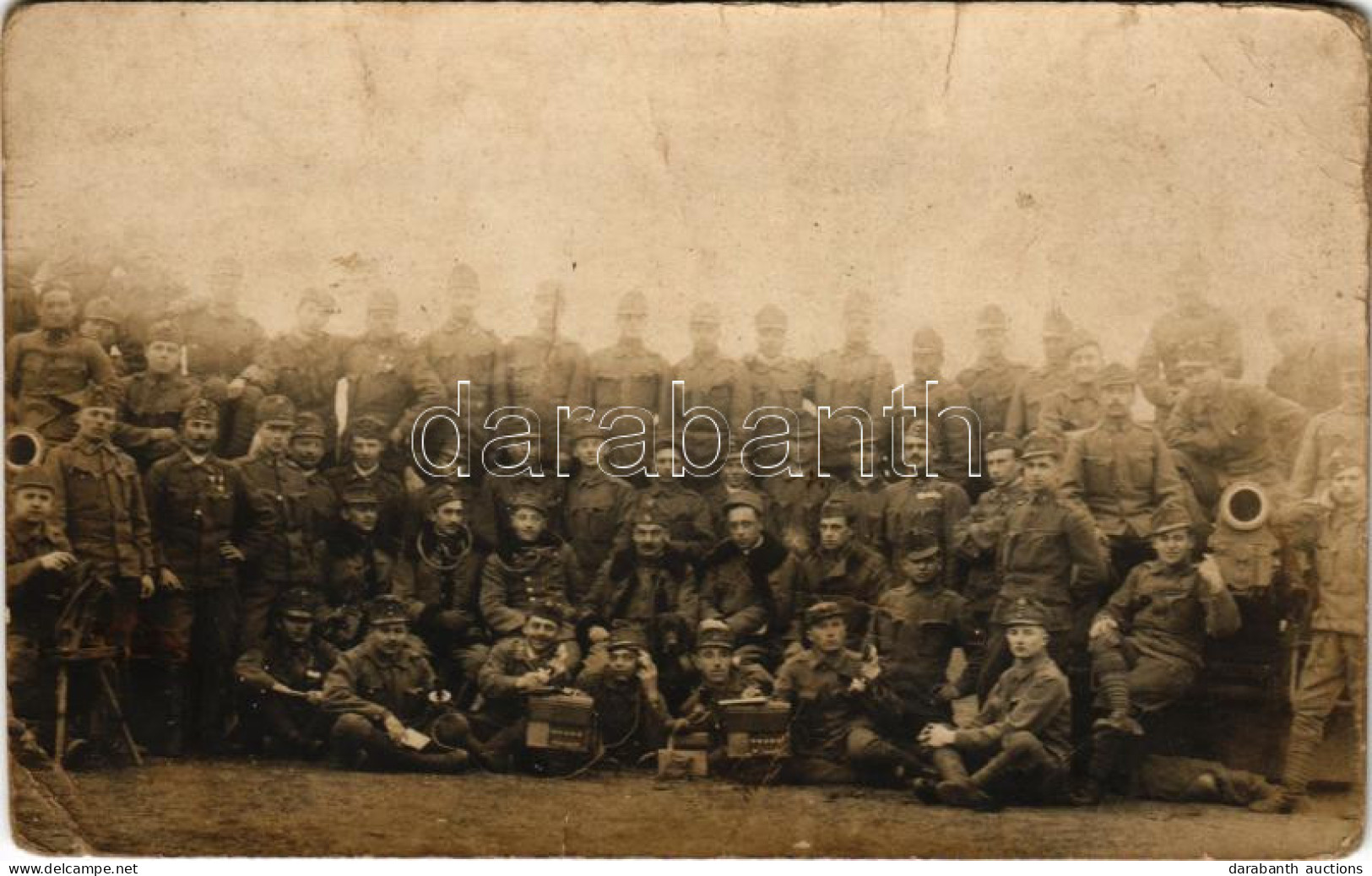 ** T3 Osztrák-magyar Rádiós Katonák Csoportja / WWI Austro-Hungarian K.u.K. Military, Group Of Soldiers With Radio Equip - Non Classés