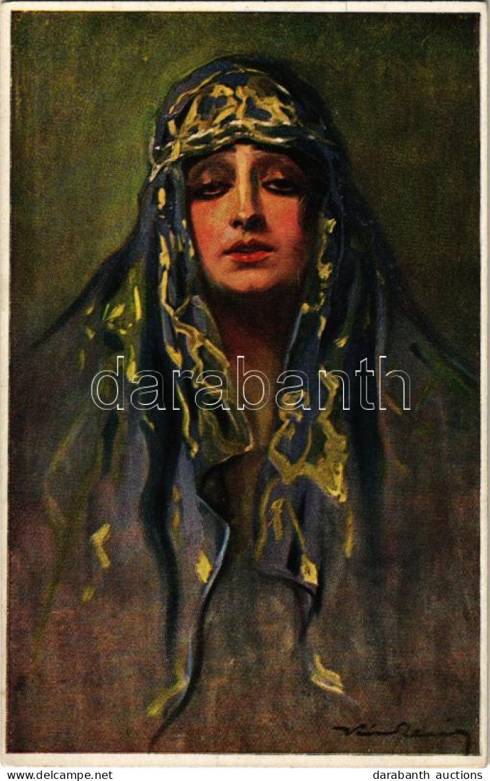 ** T2 Tanulmányfej. Cigánylány / Studienkopf / Head Study. Hungarian Gypsy Lady Art Postcard. Magyar Rotophot Társaság N - Unclassified