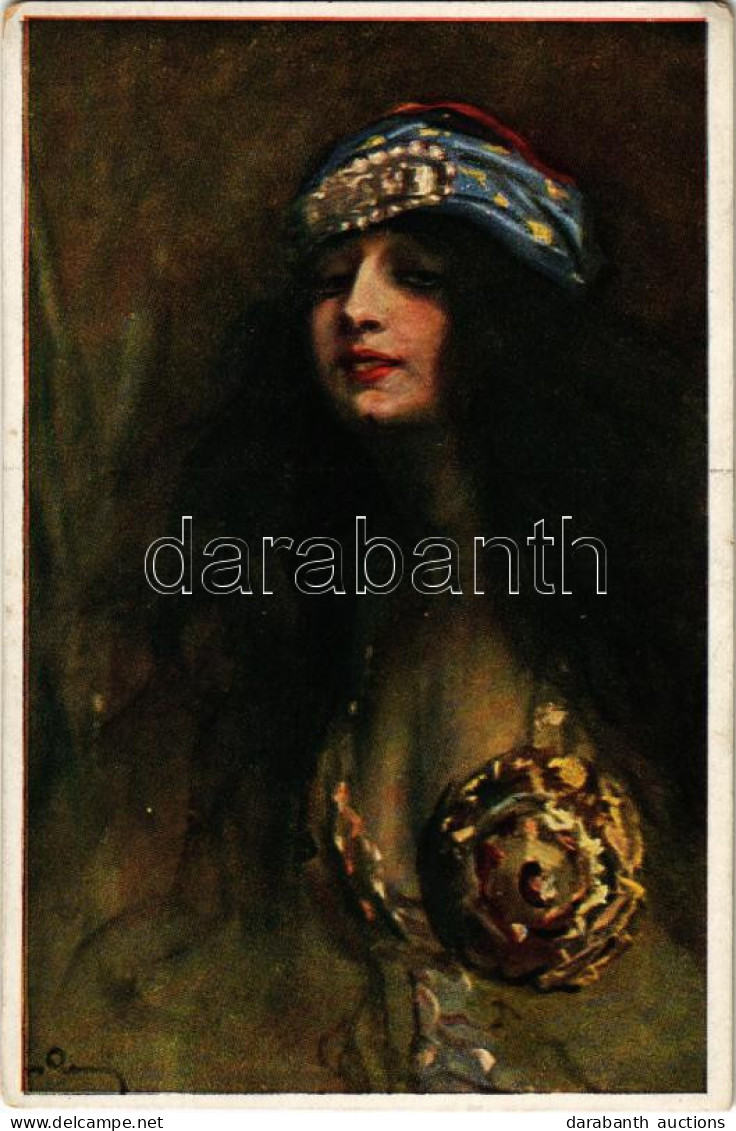 * T2/T3 Tanulmányfej. Cigánylány / Studienkopf / Head Study. Hungarian Gypsy Lady Art Postcard. Magyar Rotophot Társaság - Unclassified