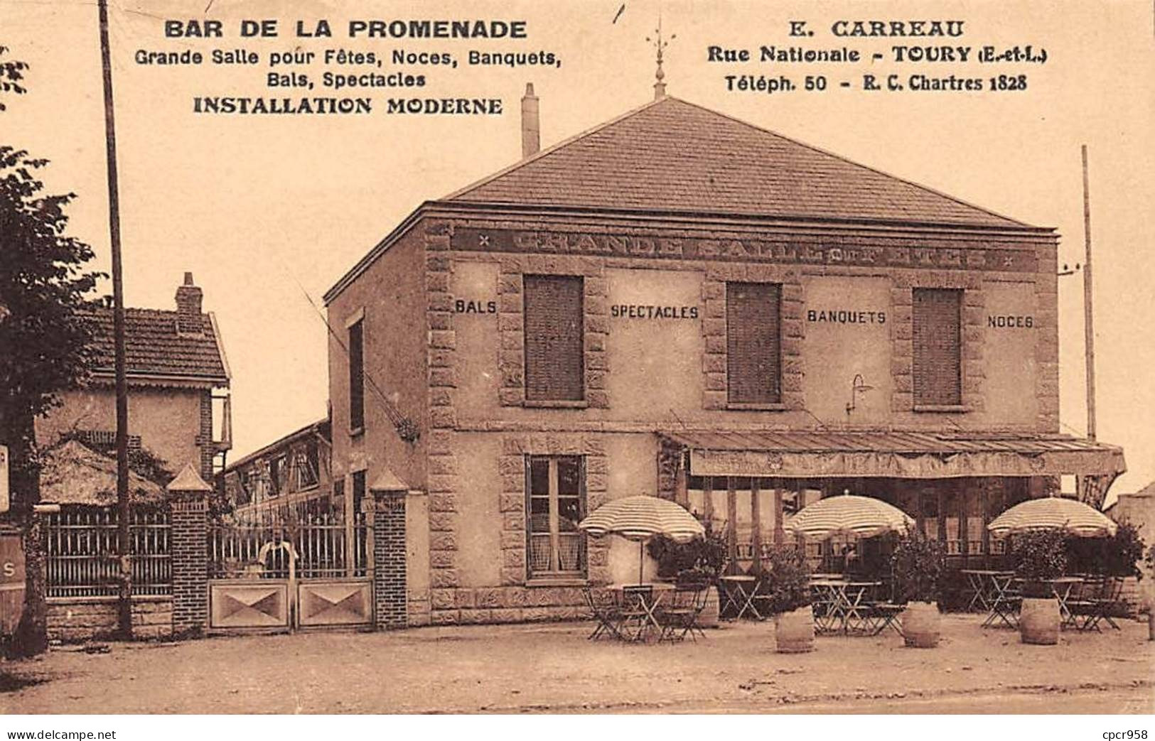 28 -  TOURY - SAN66757 - Bar De La Promenade - E. Carreau - Rue Nationale - Autres & Non Classés