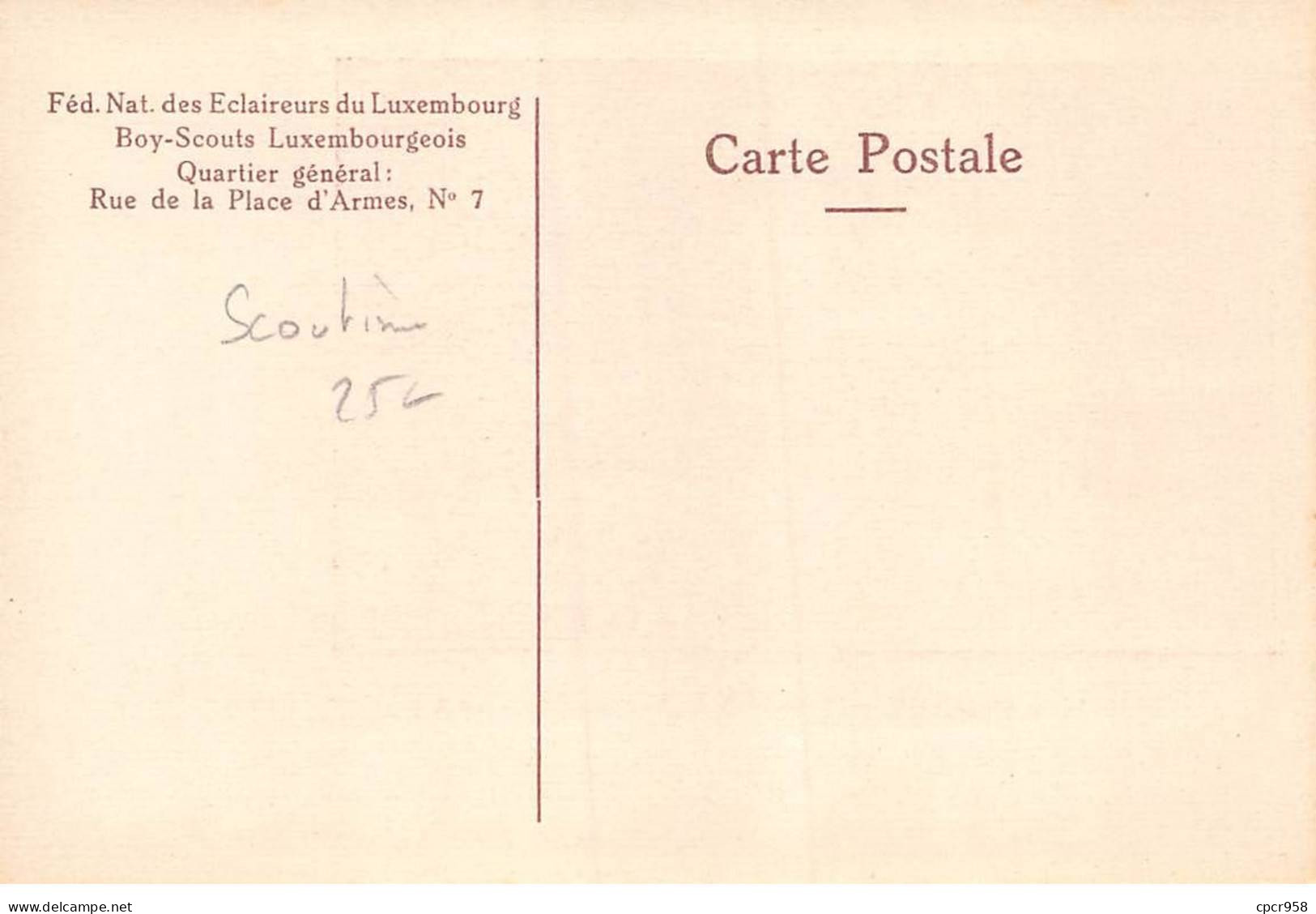 Scoutisme - N°89182 - Féd. Nat. Des Eclaireurs Du Luxembourg - Camping Général 1919 - Troupe De L'Institut Emile Metz - Pfadfinder-Bewegung