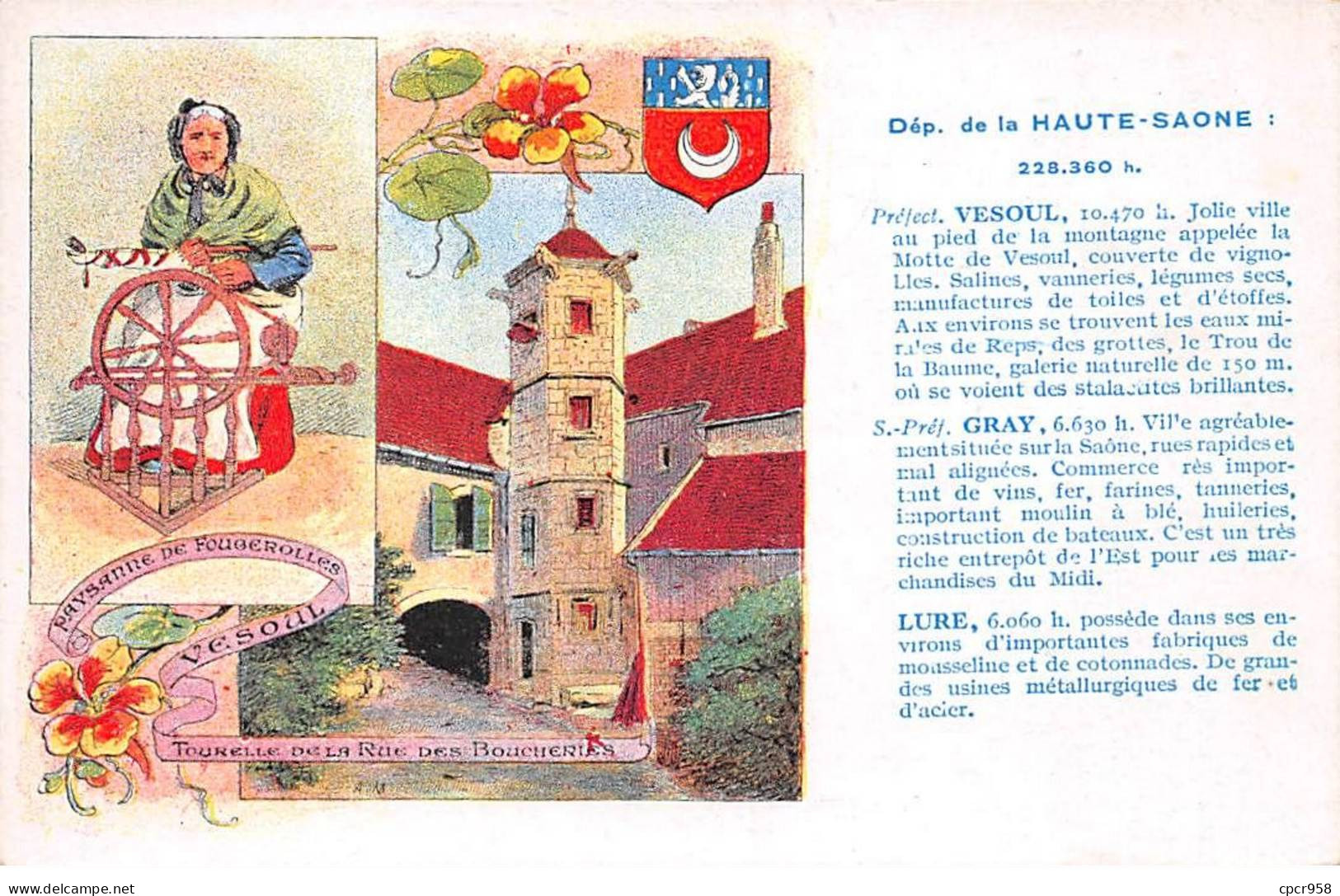 70 - N°89521 - VESOUL - Paysanne De Fougerolles, Tourelles ... Des Boucheries - Carte Publicitaire Les Pastilles Valda - Vesoul