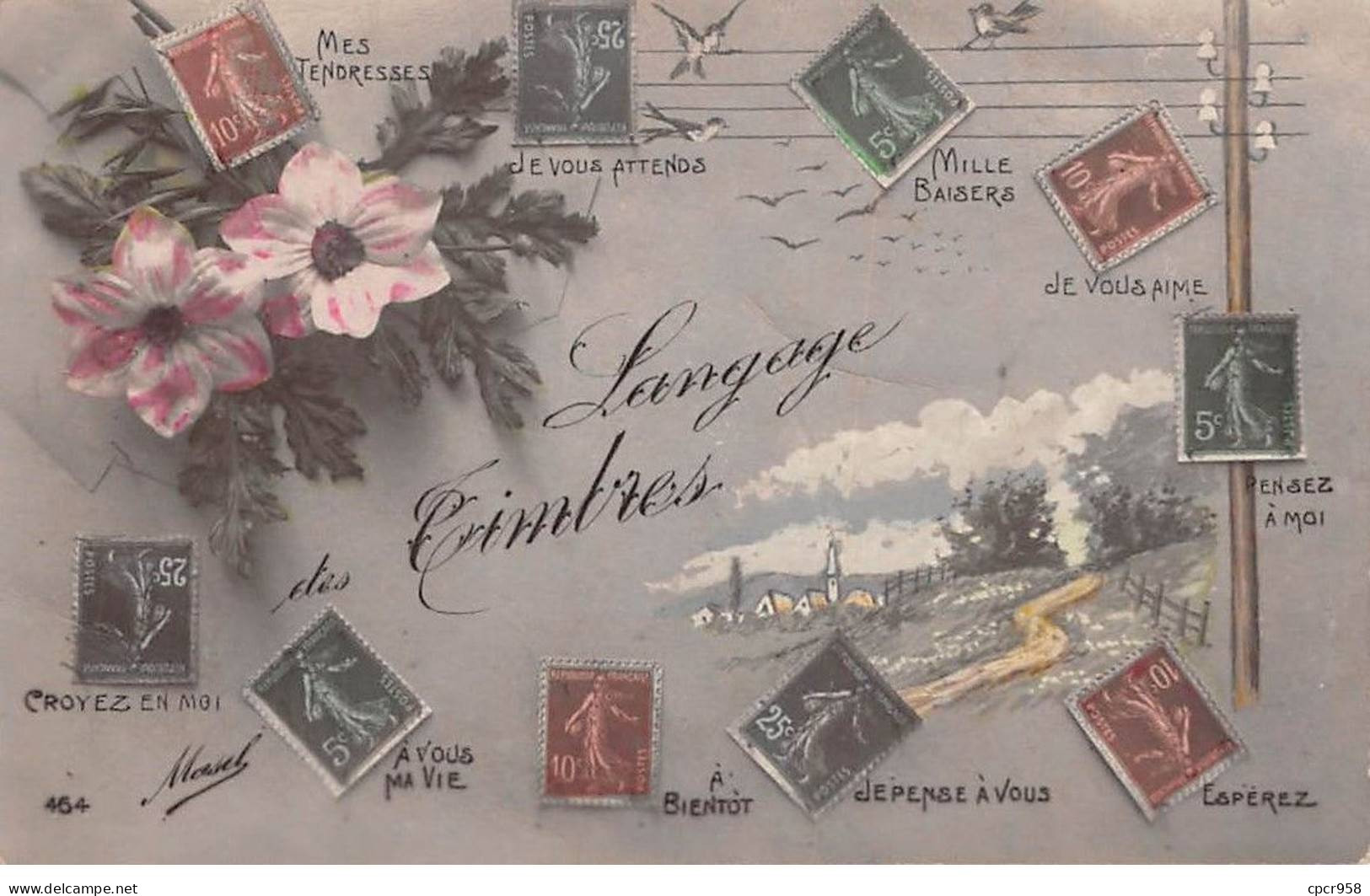 Représentation De Timbres - N°89216 - Langage Des Timbres - Mes Tendresses, Je Vous Attends .... - Sellos (representaciones)