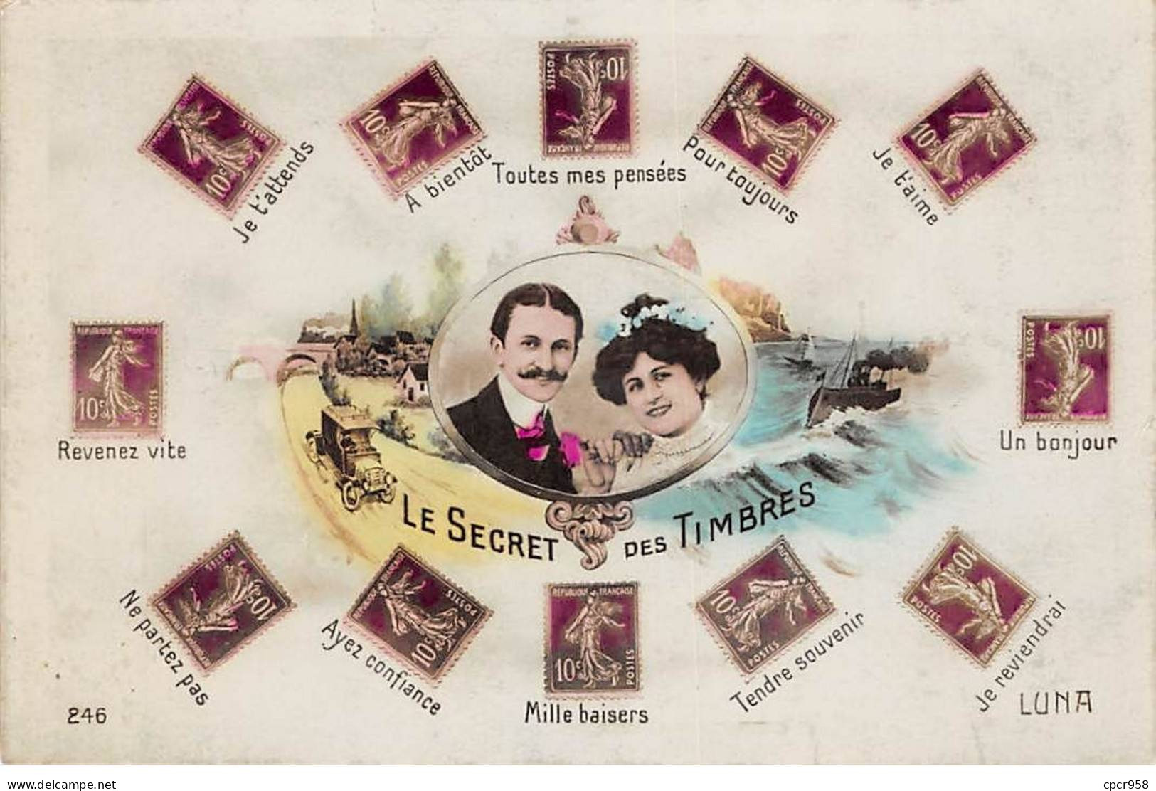 Représentation De Timbres - N°89214 - Le Secret Des Timbres - Je T'attends, A Bientôt, Toutes Mes Pensées ... - Briefmarken (Abbildungen)