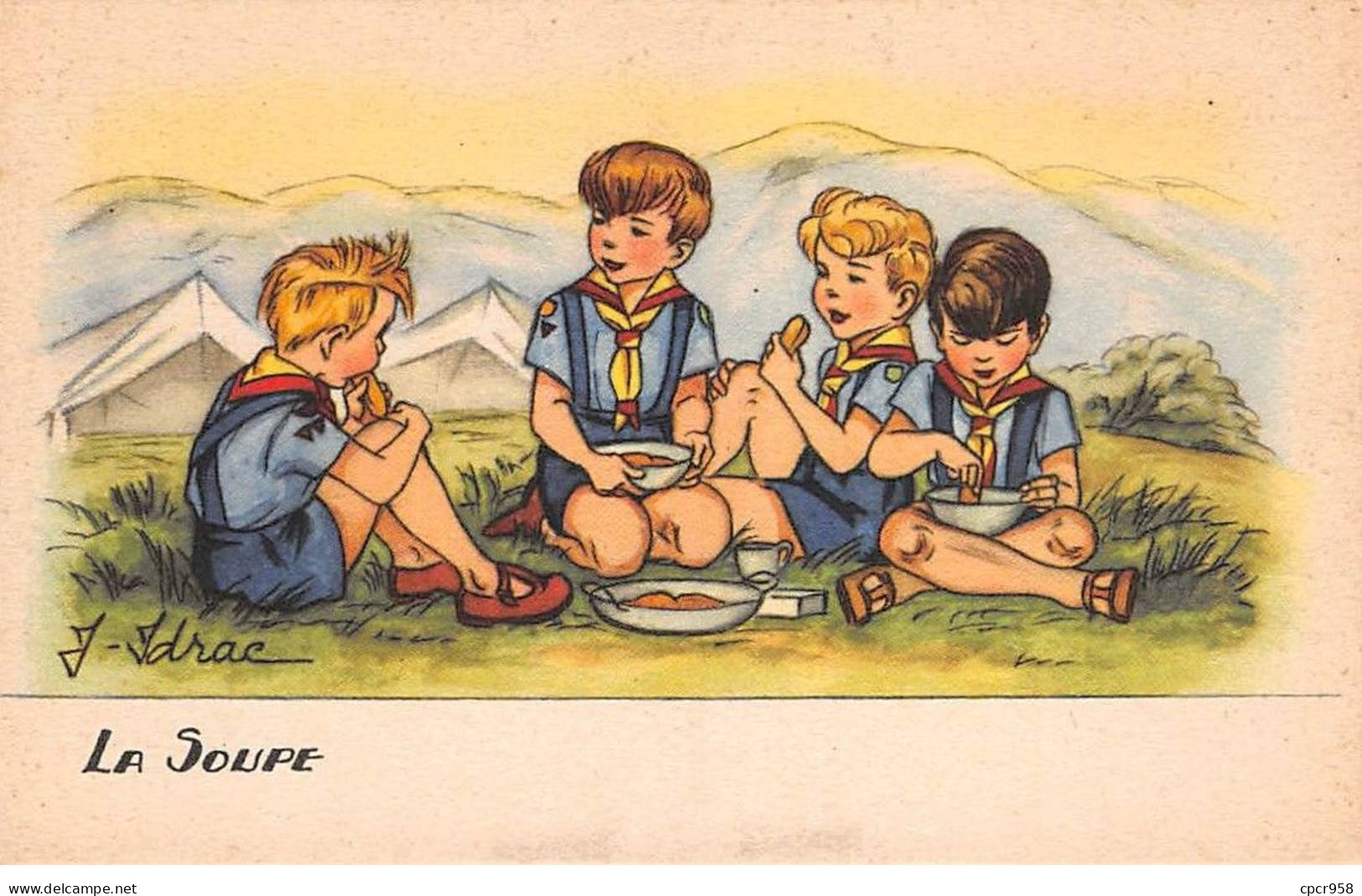 Scoutisme - N°89172 - J. Idrac - La Soupe - Scouts Mangeant - Padvinderij