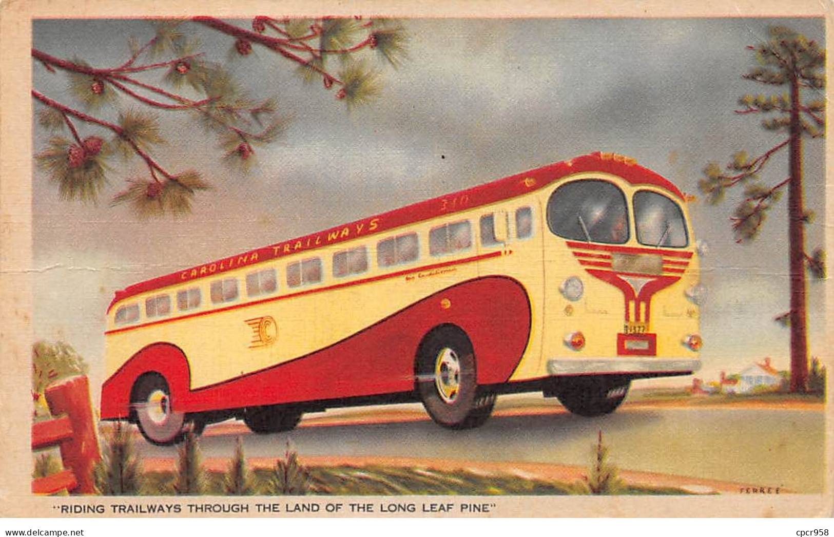 Automobile - N°89148 - Riding Trailways Through The Land Of The Long Leap Pine - Buses & Coaches