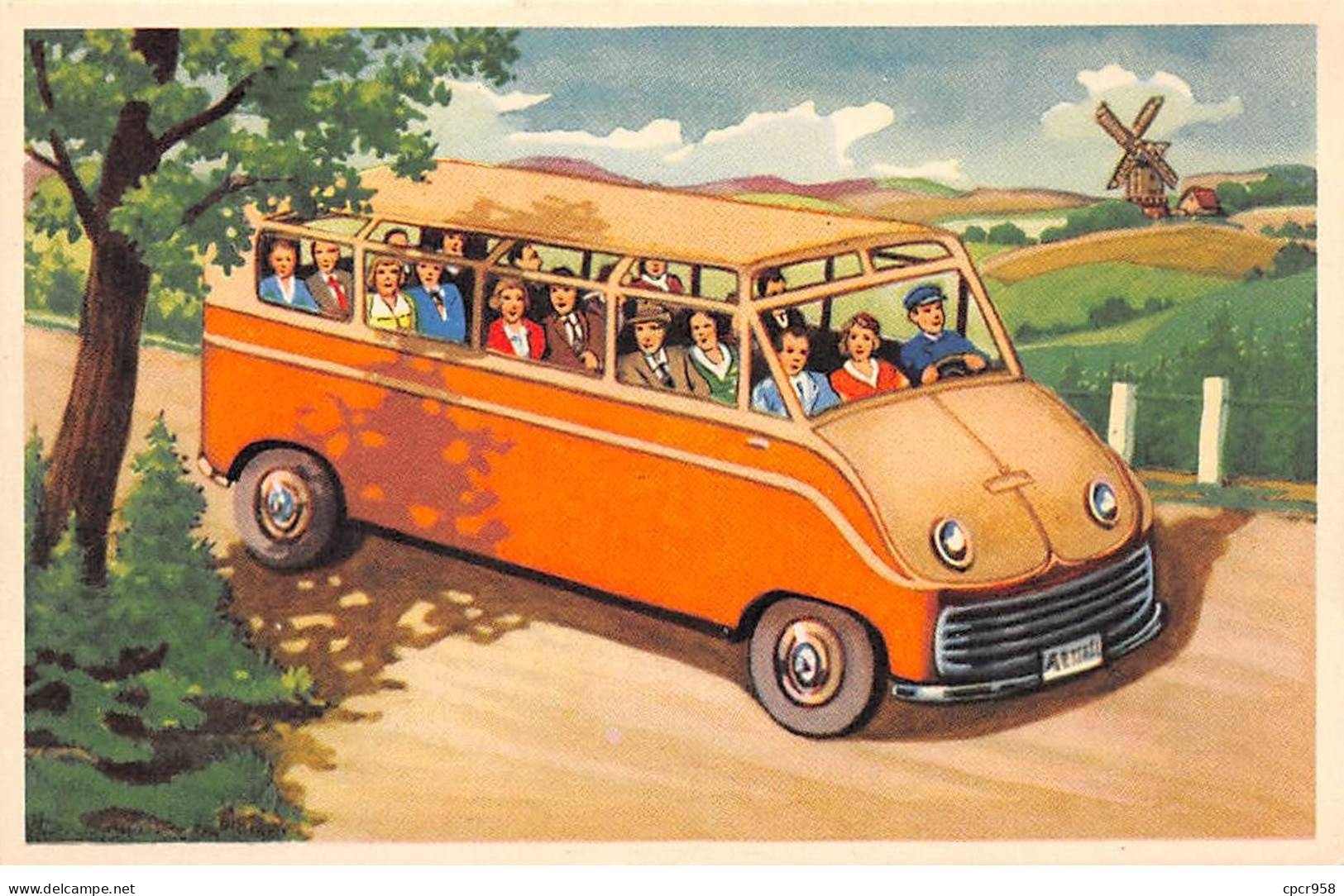 Automobile - N°89147 - Autobus Au Fond Un Moulin à Vent - Buses & Coaches