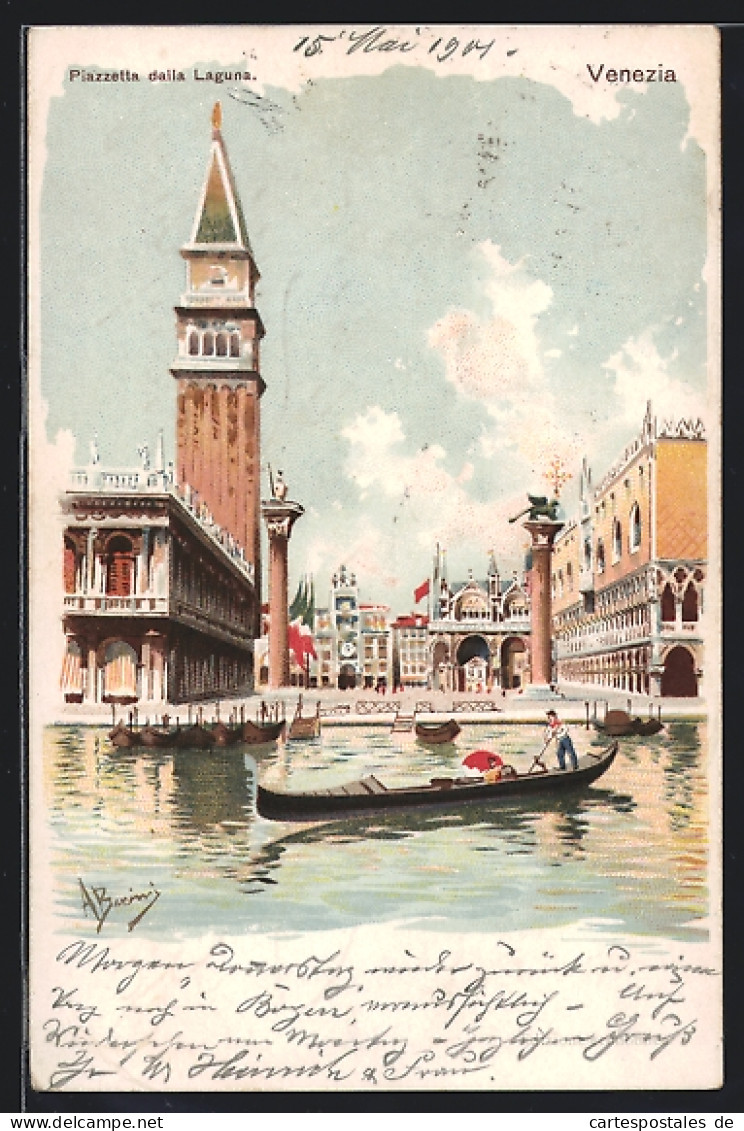 Lithographie Venezia, Piazzetta Della Laguna  - Venetië (Venice)
