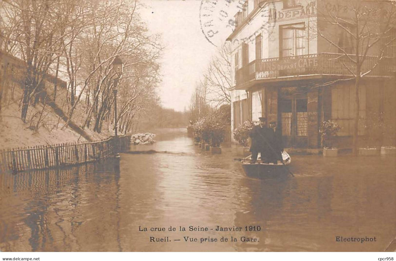 92 - RUEIL - SAN67641 - Vue Prise De La Gare - La Crue De La Seine - Janvier 1910 - Carte Photo - Rueil Malmaison
