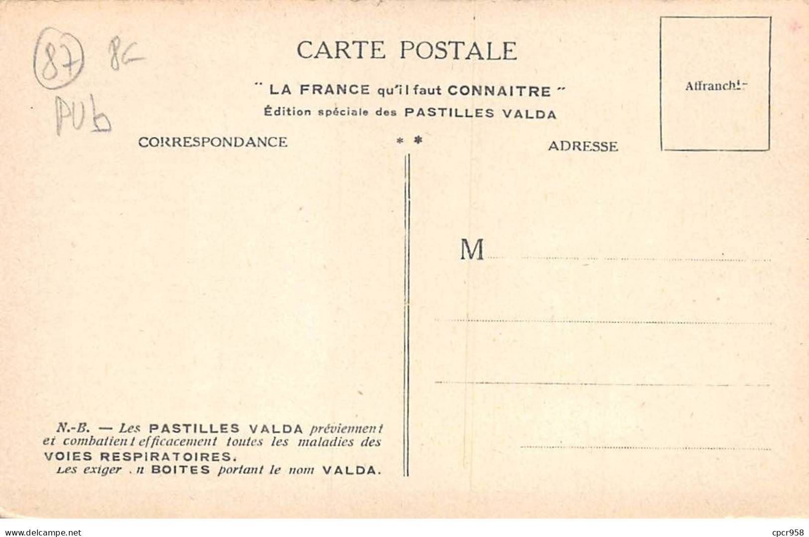 87 - N°89571 - LIMOGES - Port Saint Martial Et Vieille Maison - Carte Publicitaire Les Pastilles Valda - Limoges