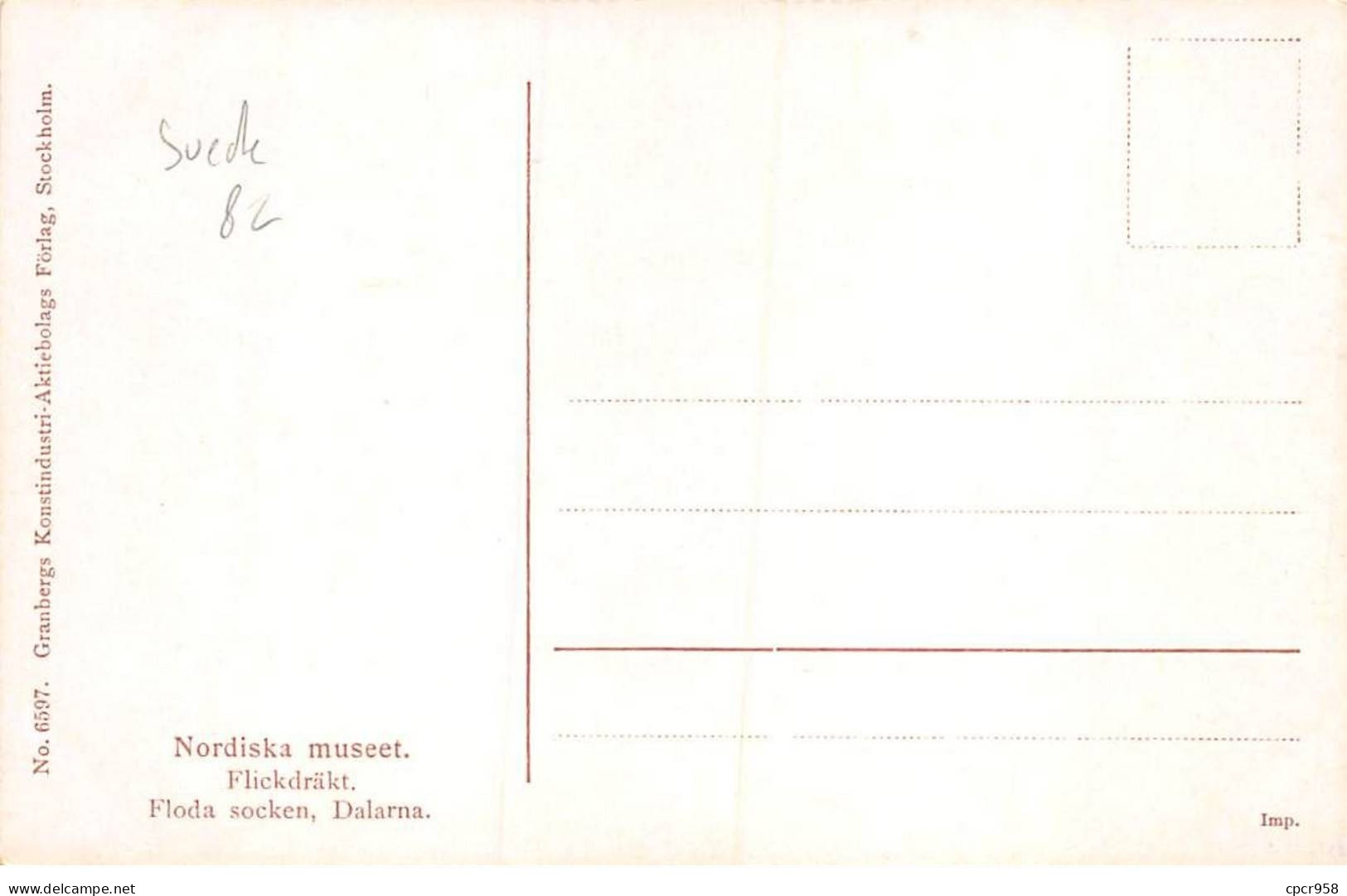 Suède - N°89330 - Nordiska Museet N°6597 - FlickdrÂ£akt Floda Socken Dalarna - Sweden