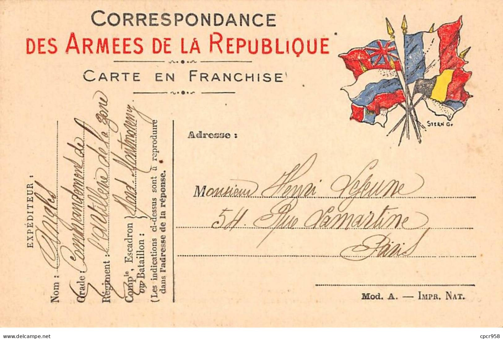 Militaire - N°88982 - Correspondance Des Armées De La République - Drapeaux - Sonstige & Ohne Zuordnung