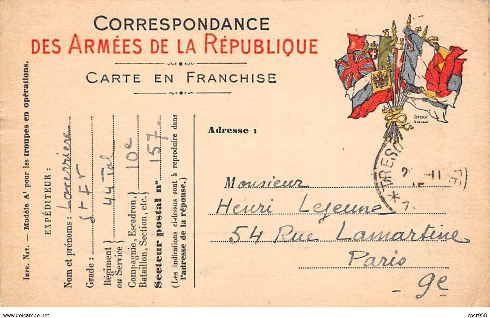 Militaire - N°88980 - Correspondance Des Armées De La République - Drapeaux - Sonstige & Ohne Zuordnung