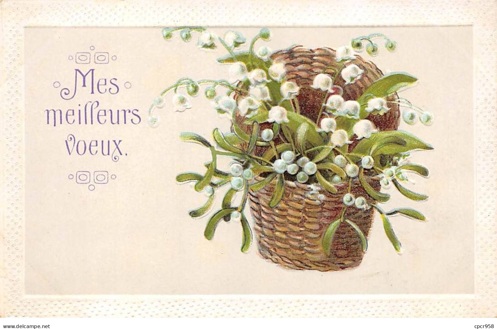 1er Mai - N°90320 - Mes Meilleurs Voeux - Brins De Muguet Dans Un Panier En Osier - Carte Gaufrée - Autres & Non Classés