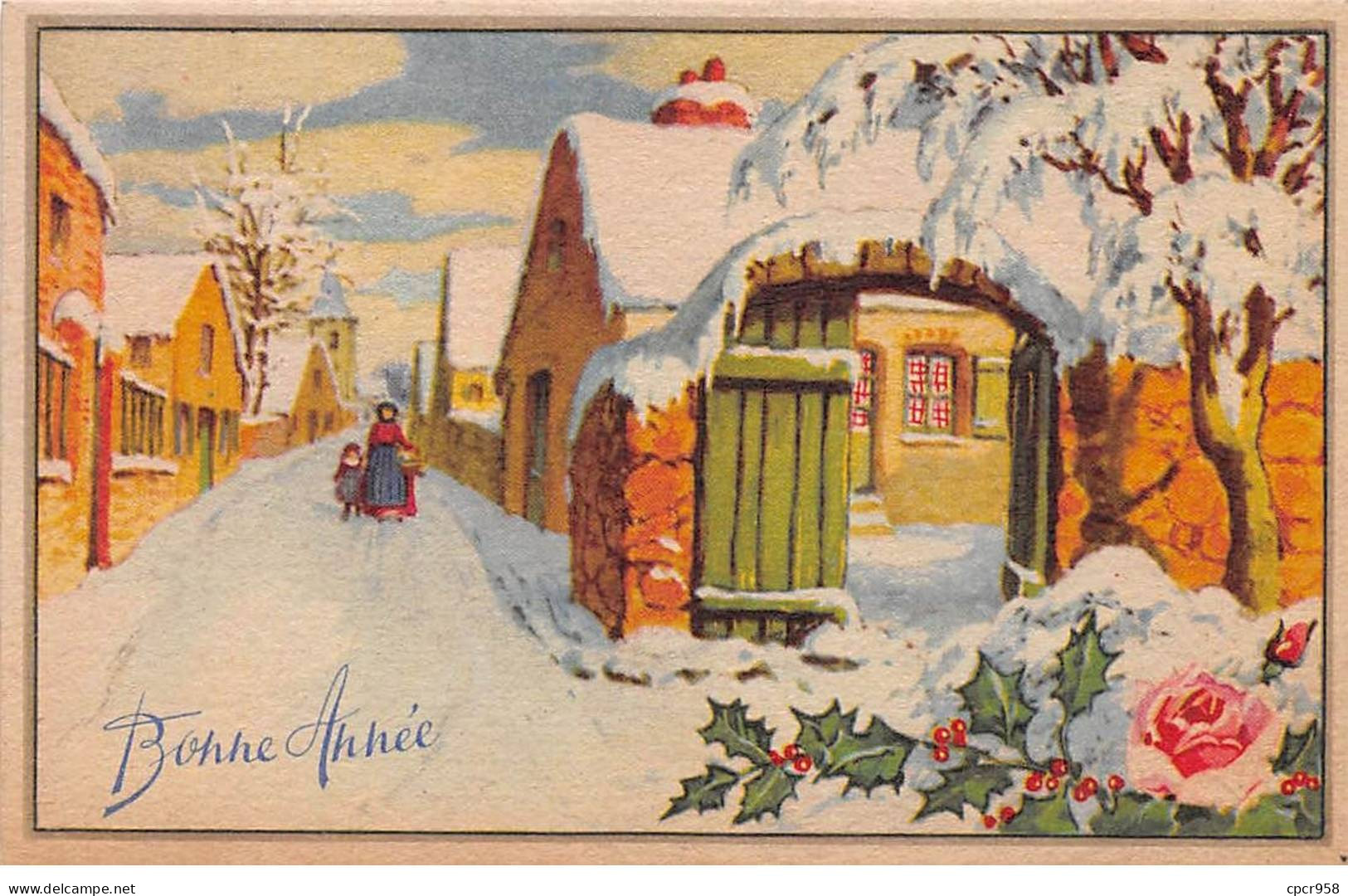 Nouvel An - N°90280 - Bonne Année - Une Rue Enneigée D'un Village - Neujahr