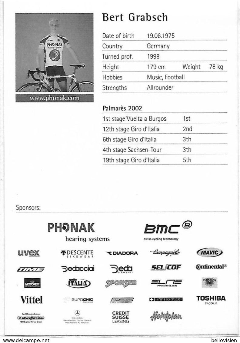 EQUIPE PHONAK - Bert Grabsch - Cyclisme