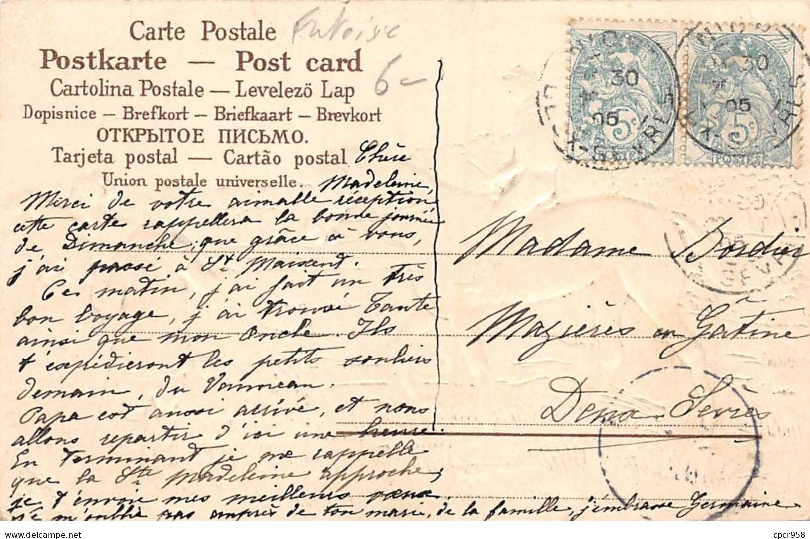 Fantaisie - N°90104 - Homme Au Milieu De Jockeys Sur Leur Monture - Carte Gaufrée - Other & Unclassified