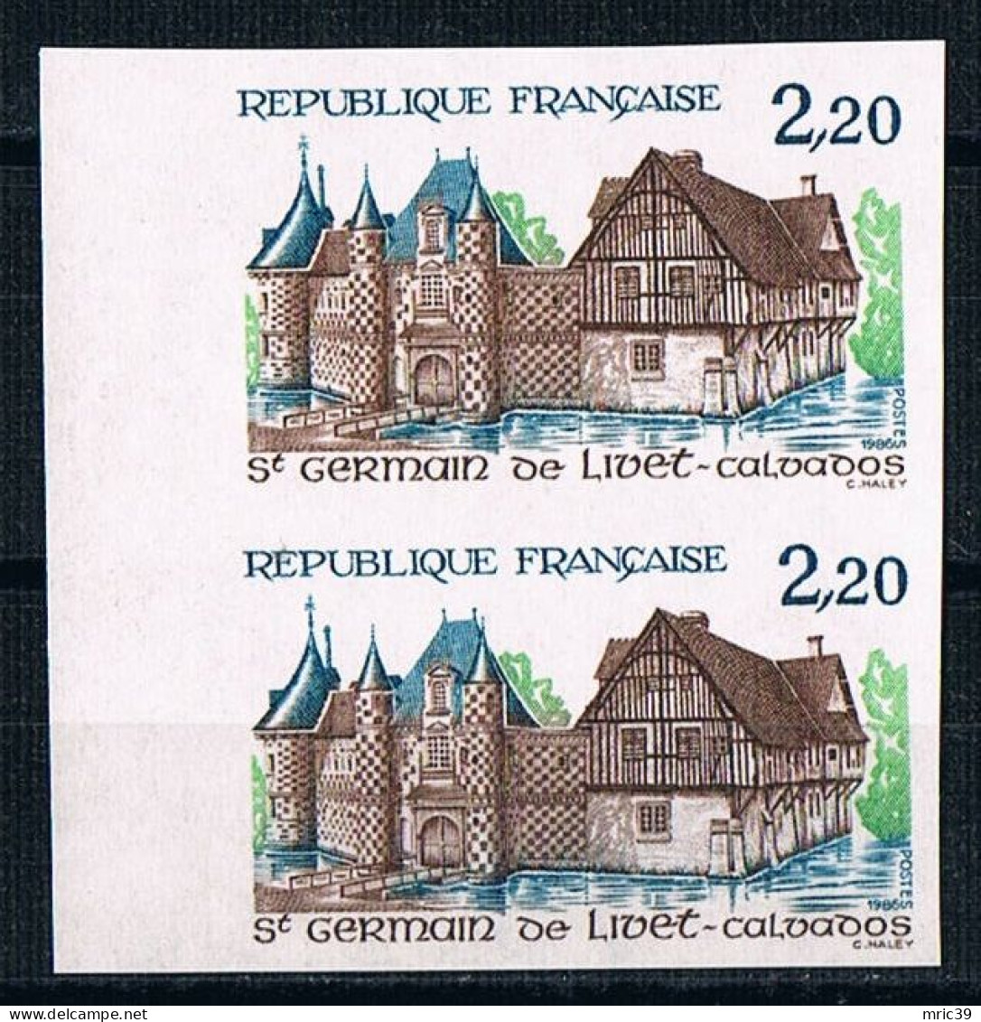 France 1986 N° 2403 Paire  Non Dentelé  IMP Neuf MNH **  St Germain De Livec Calvados - 1981-1990